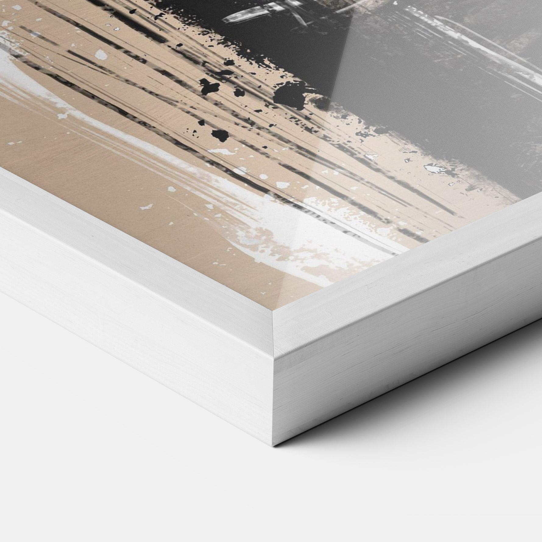 Keretezett Poszter Modern Oil Painting With White mockup 3