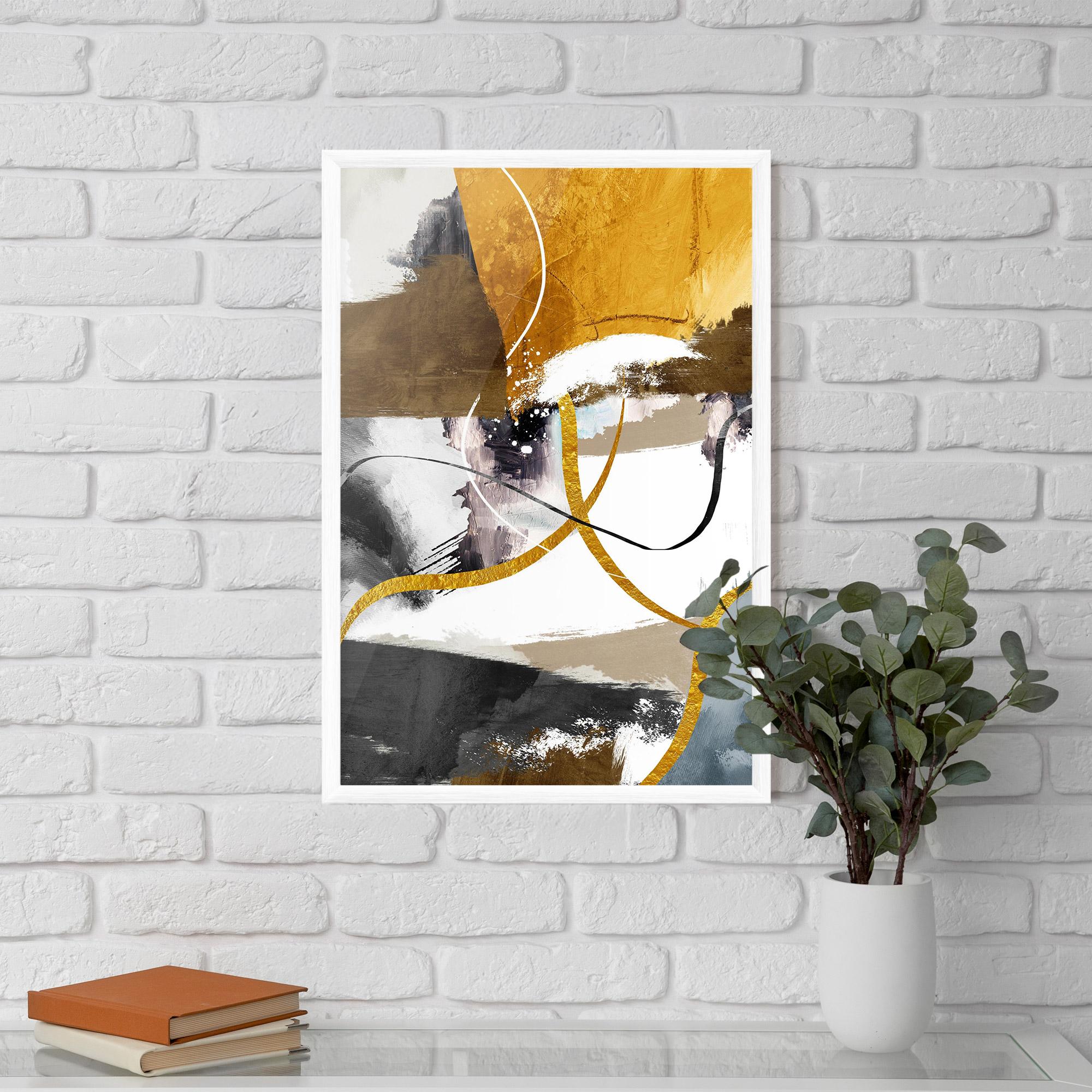 Keretezett Poszter Chaotic Golden Painting mockup 5