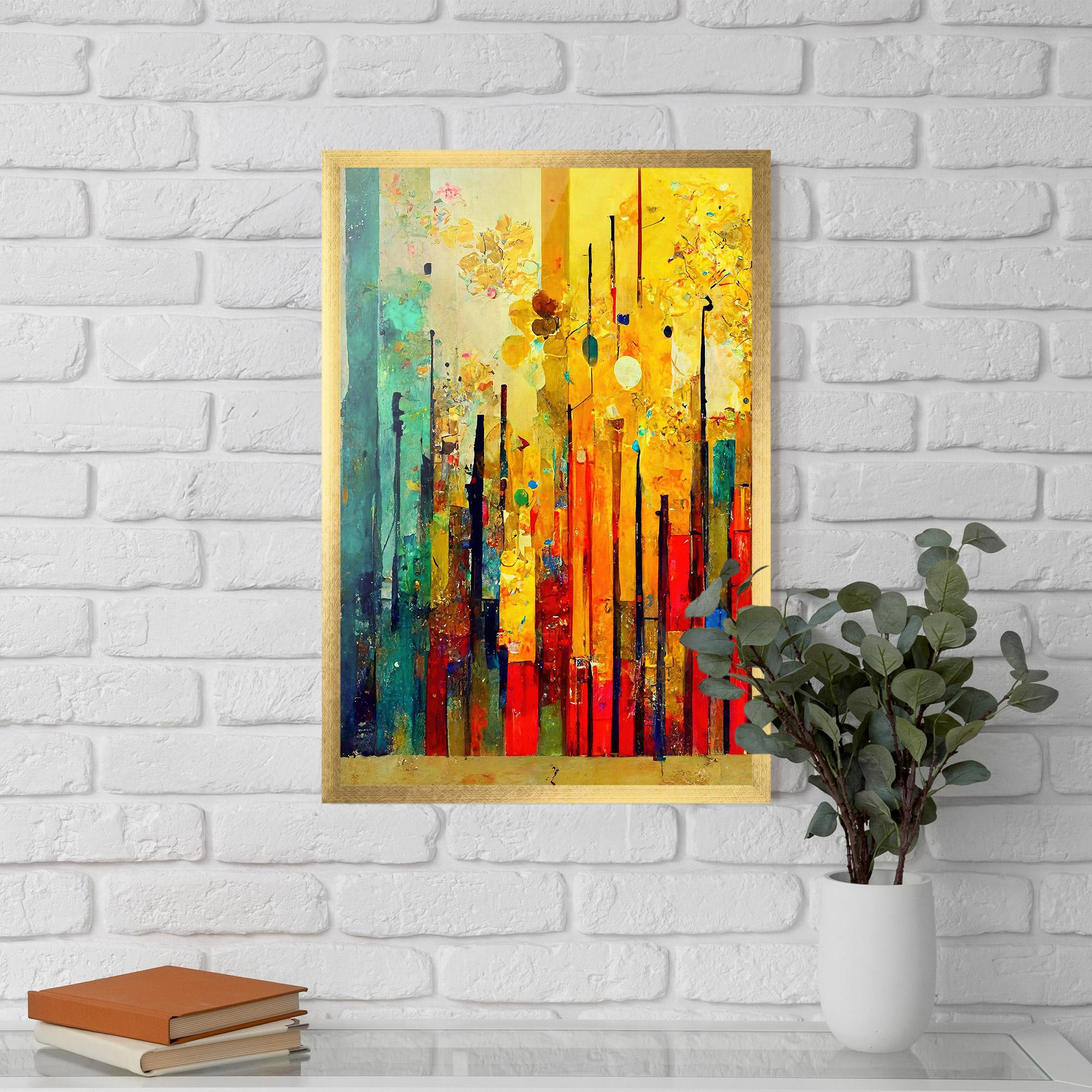 Keretezett Poszter Black Lines On Yellow Light mockup 5