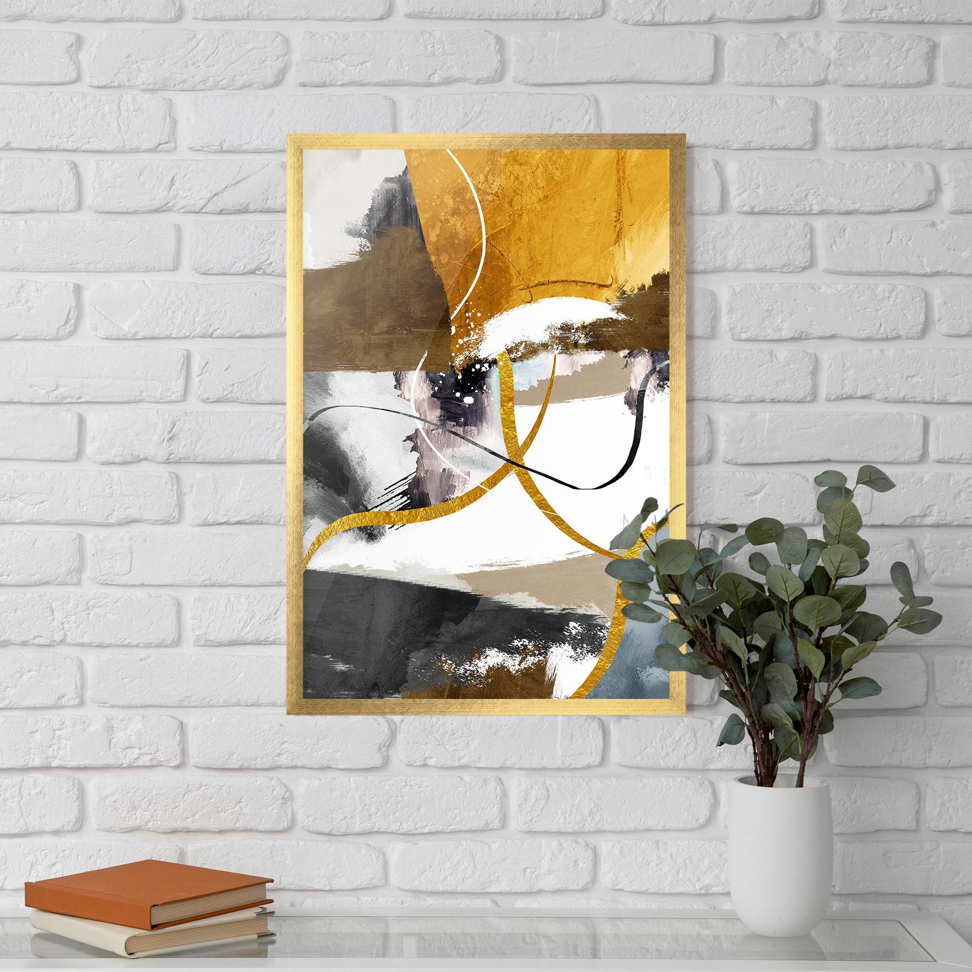 Keretezett Poszter Chaotic Golden Painting mockup 5