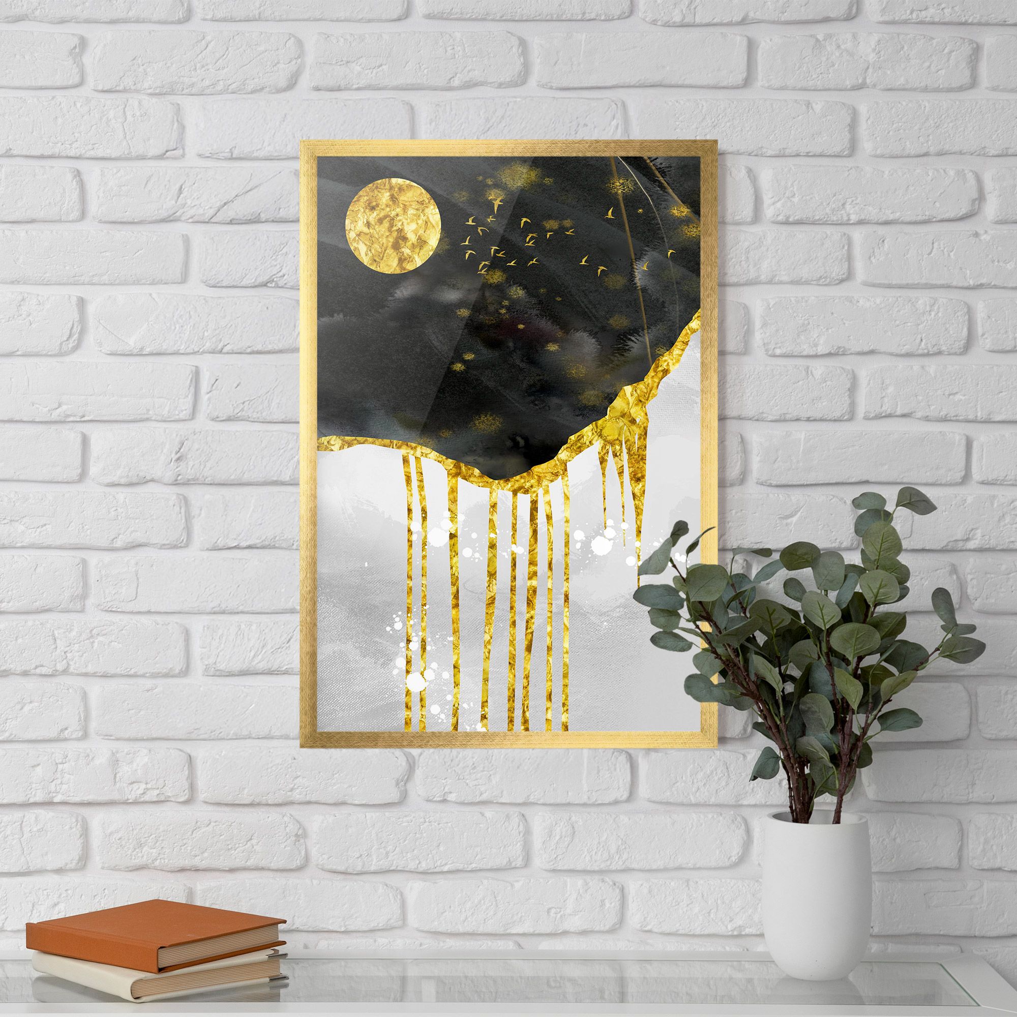 Gold Moon And Birds mockup 5