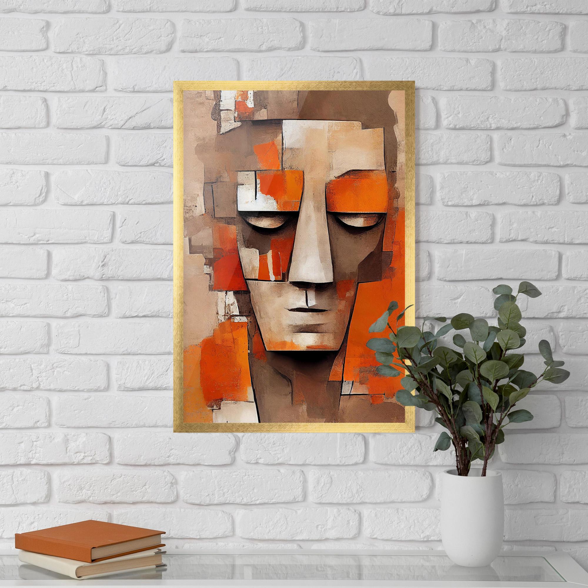 Keretezett Poszter Orange Male Face mockup 5