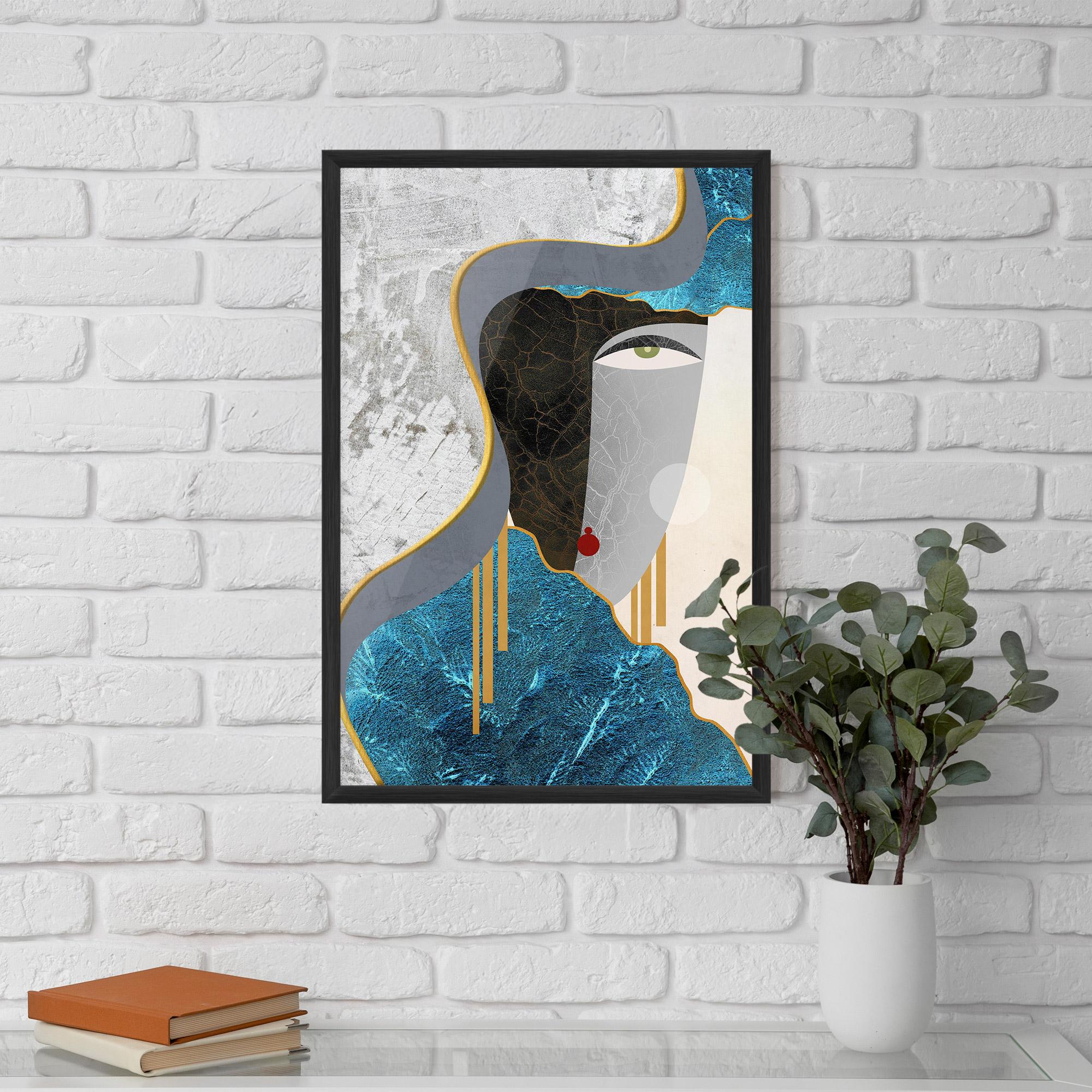 Keretezett Poszter Abstract Blue Face mockup 5