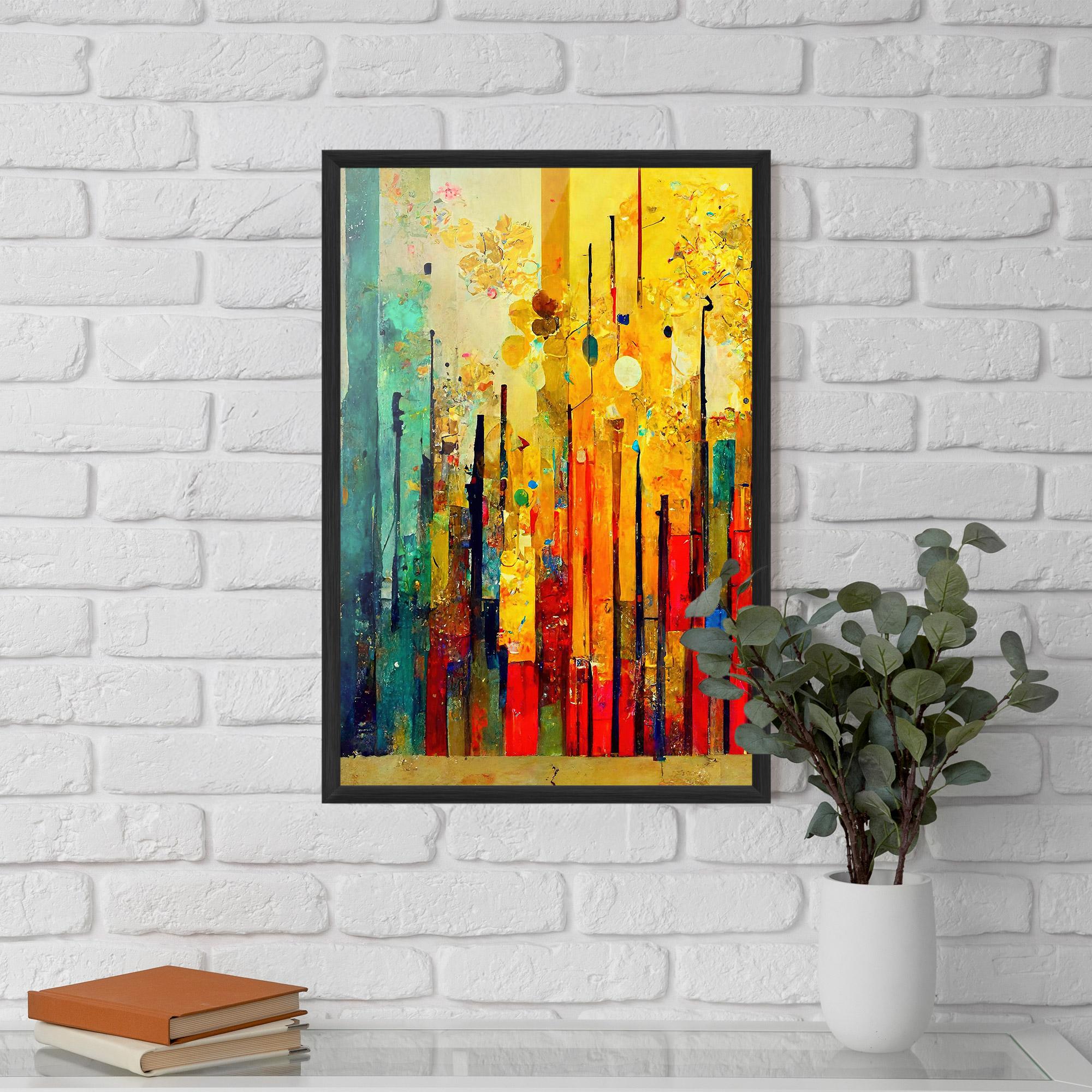 Keretezett Poszter Black Lines On Yellow Light mockup 5