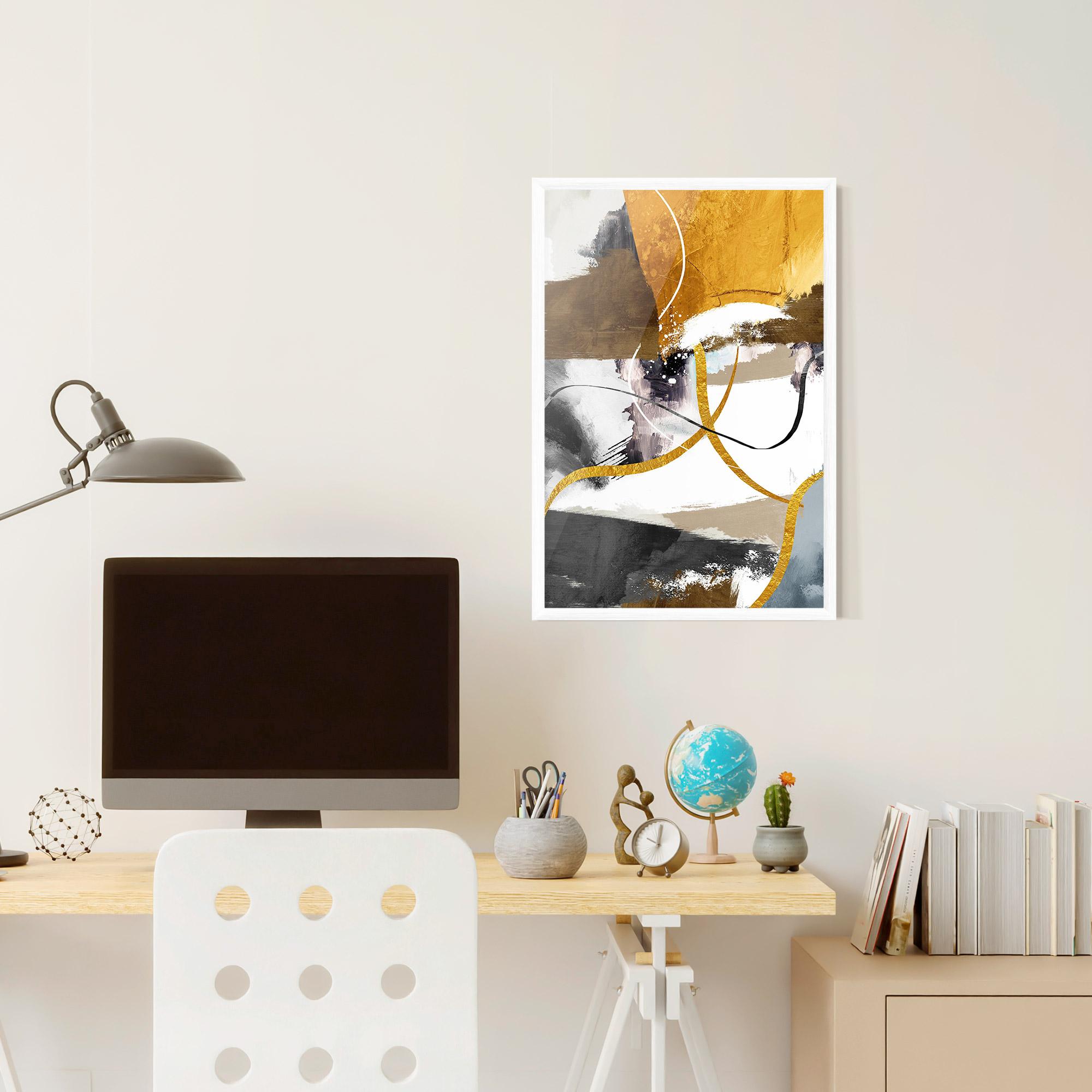 Keretezett Poszter Chaotic Golden Painting mockup 6