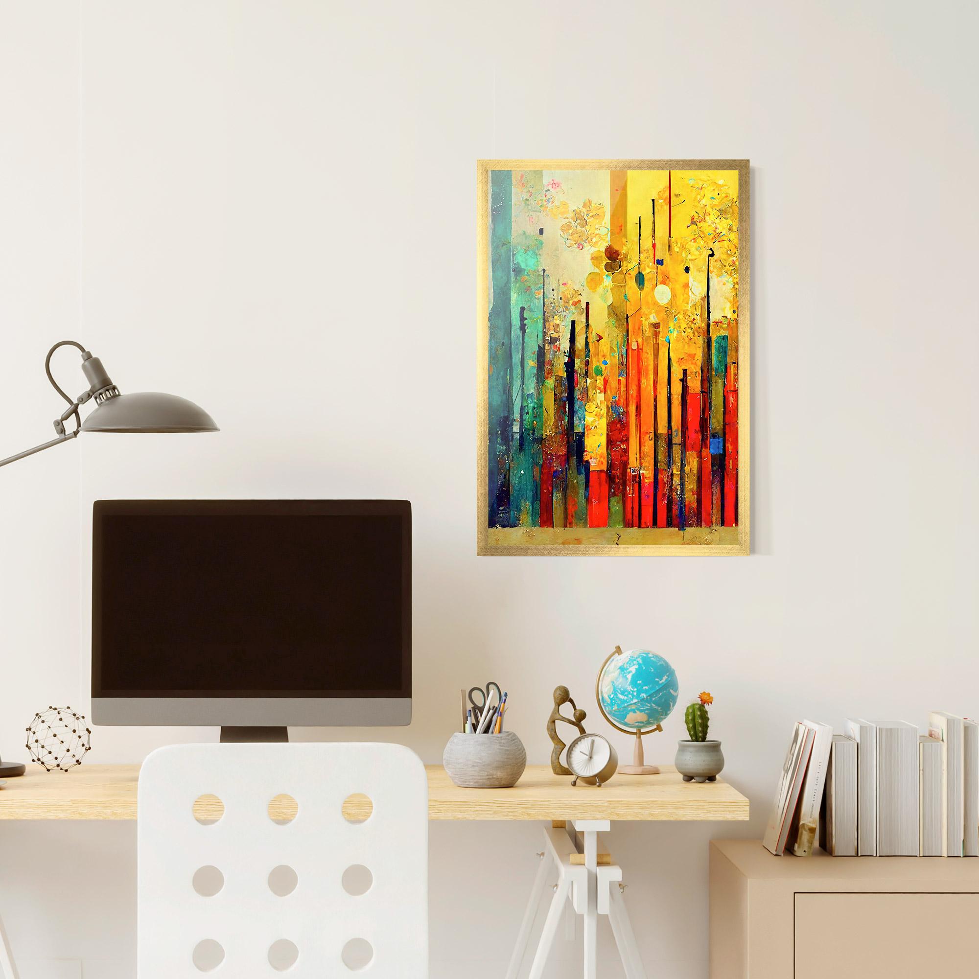 Keretezett Poszter Black Lines On Yellow Light mockup 6