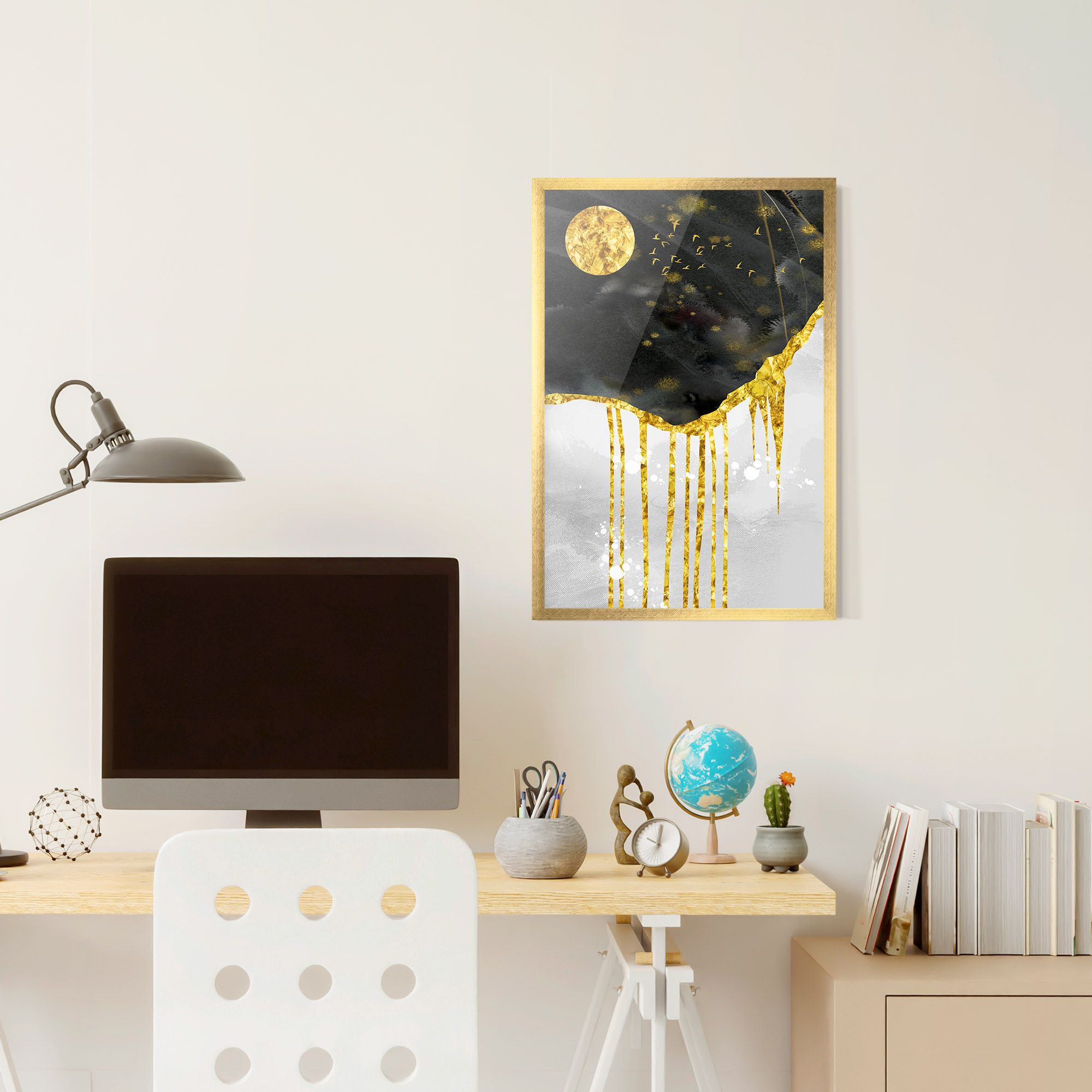 Gold Moon And Birds mockup 6