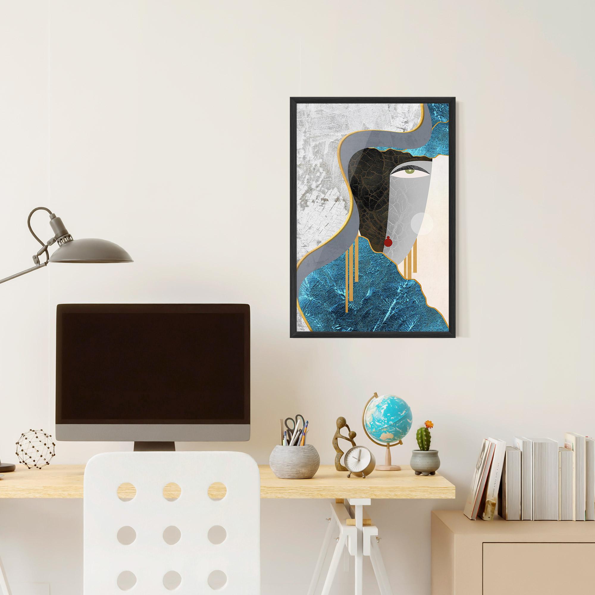 Keretezett Poszter Abstract Blue Face mockup 6