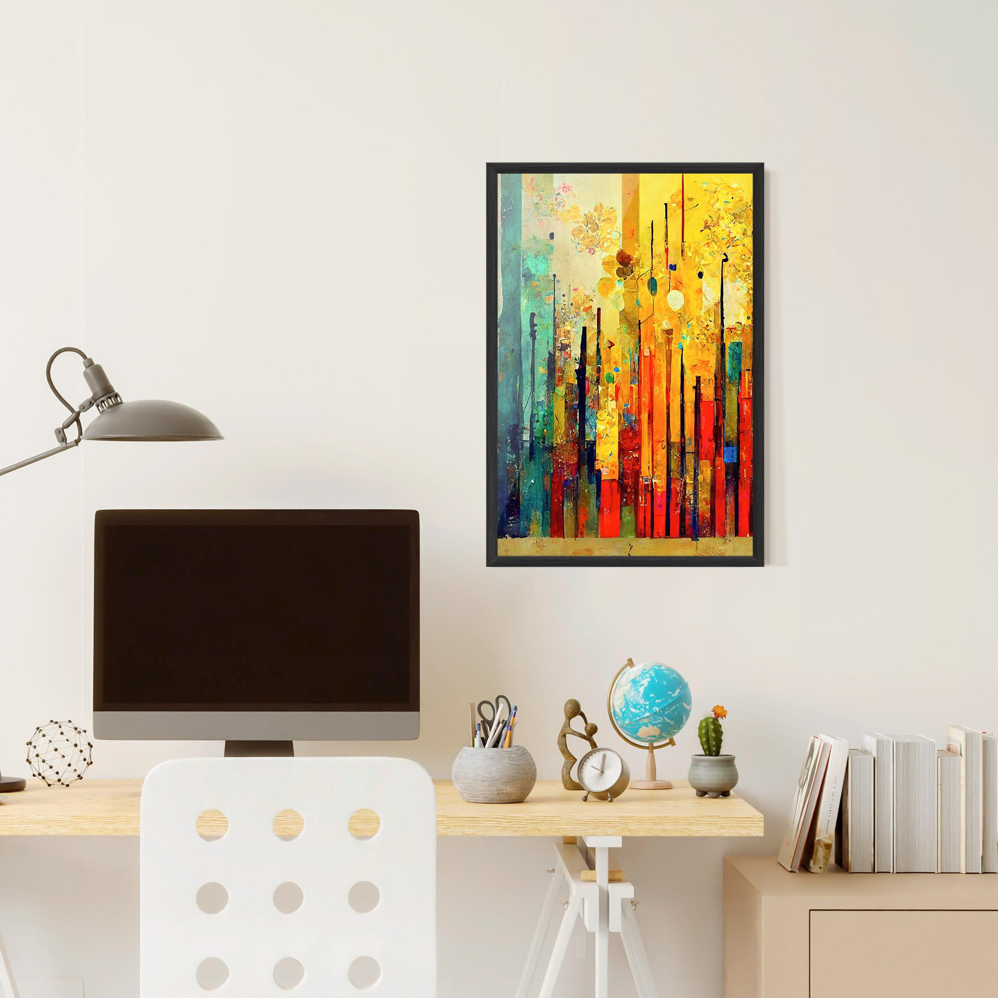 Keretezett Poszter Black Lines On Yellow Light mockup 6