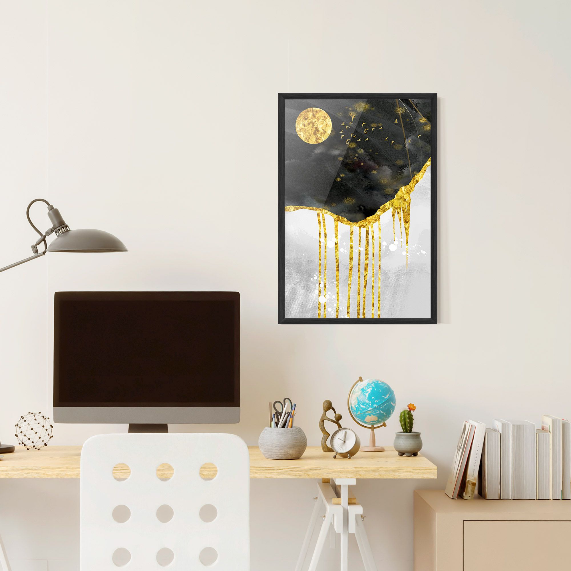 Gold Moon And Birds mockup 6