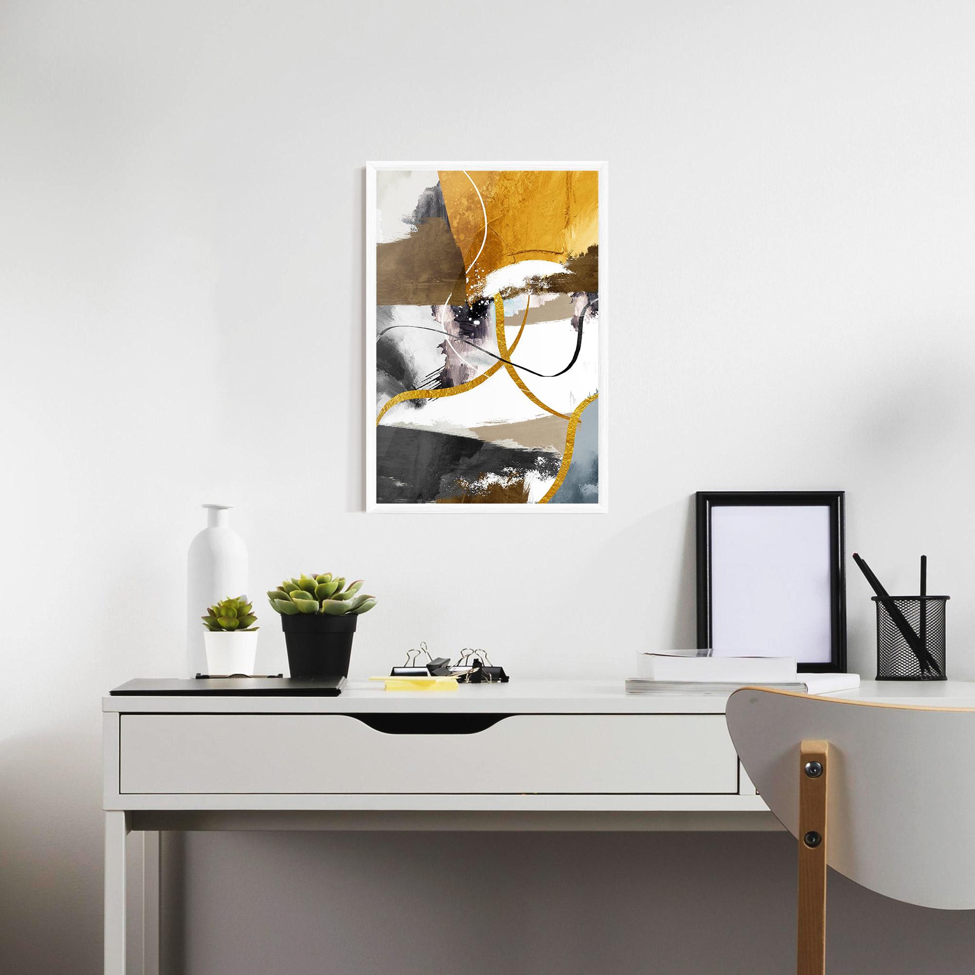 Keretezett Poszter Chaotic Golden Painting mockup 7