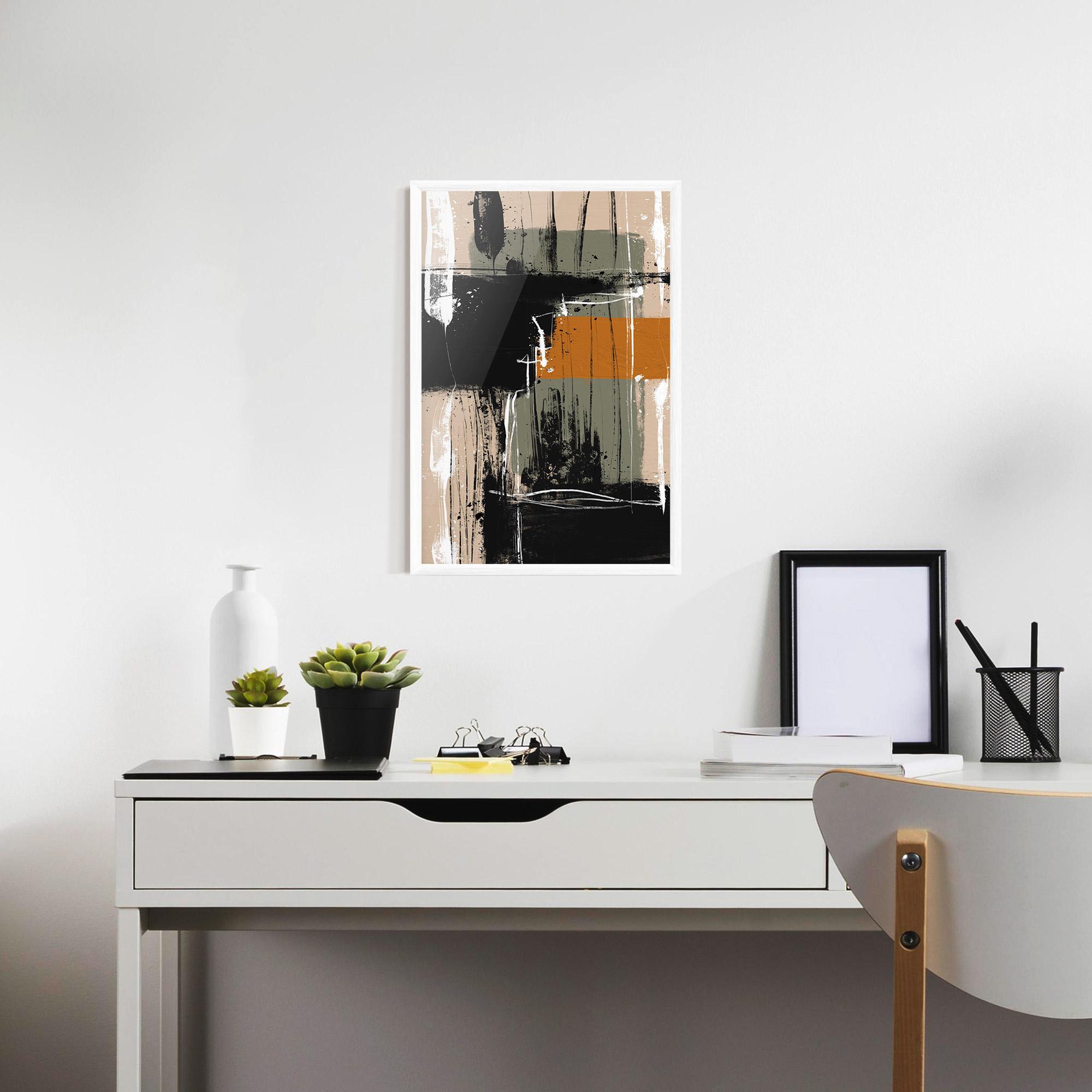Keretezett Poszter Modern Oil Painting With White mockup 7