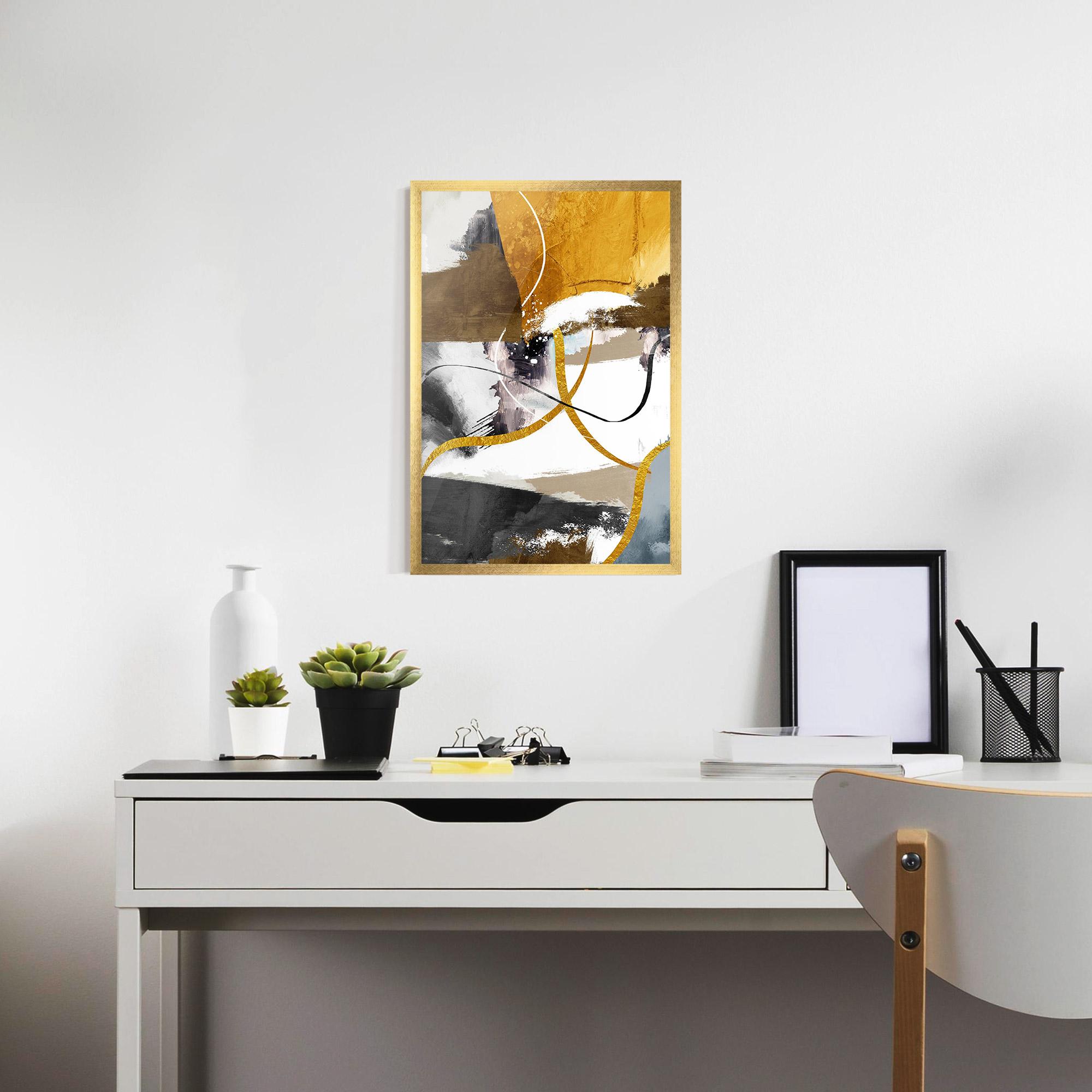 Keretezett Poszter Chaotic Golden Painting mockup 7