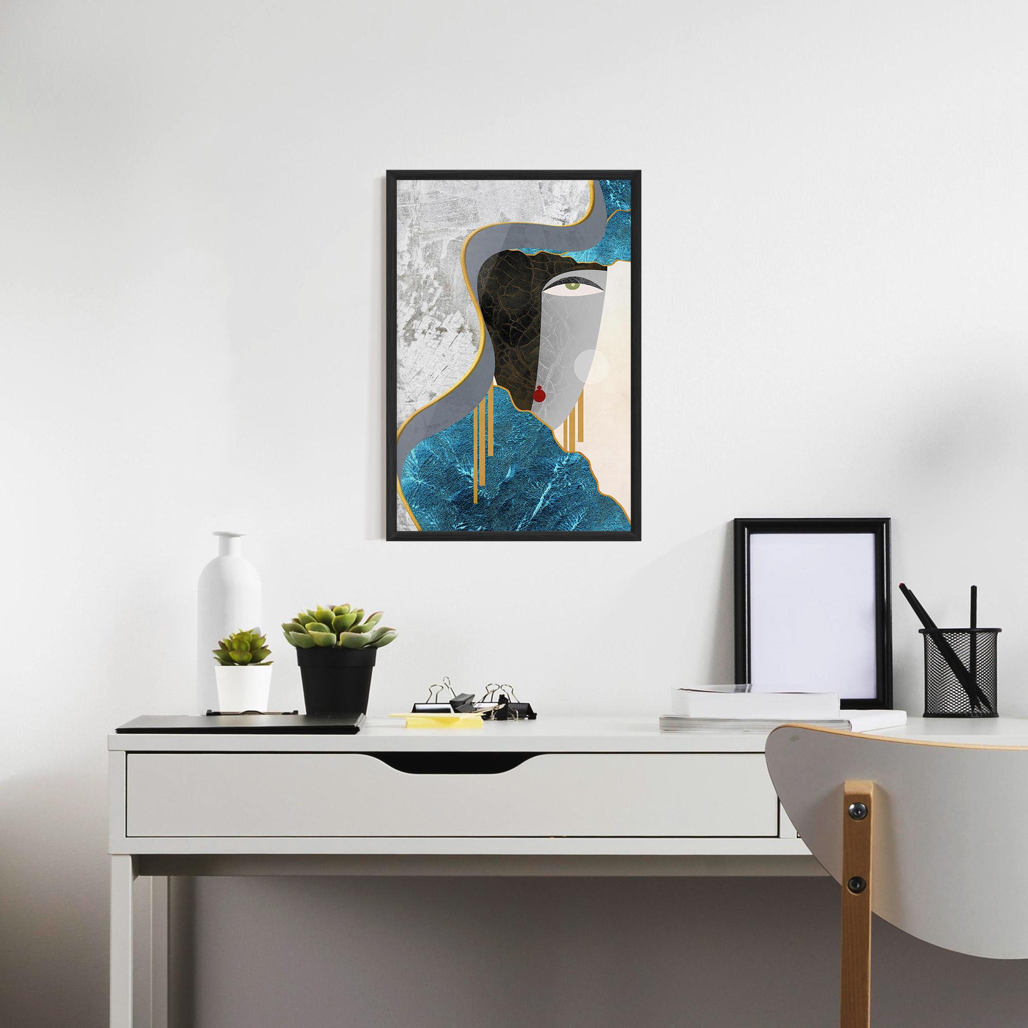 Keretezett Poszter Abstract Blue Face mockup 7