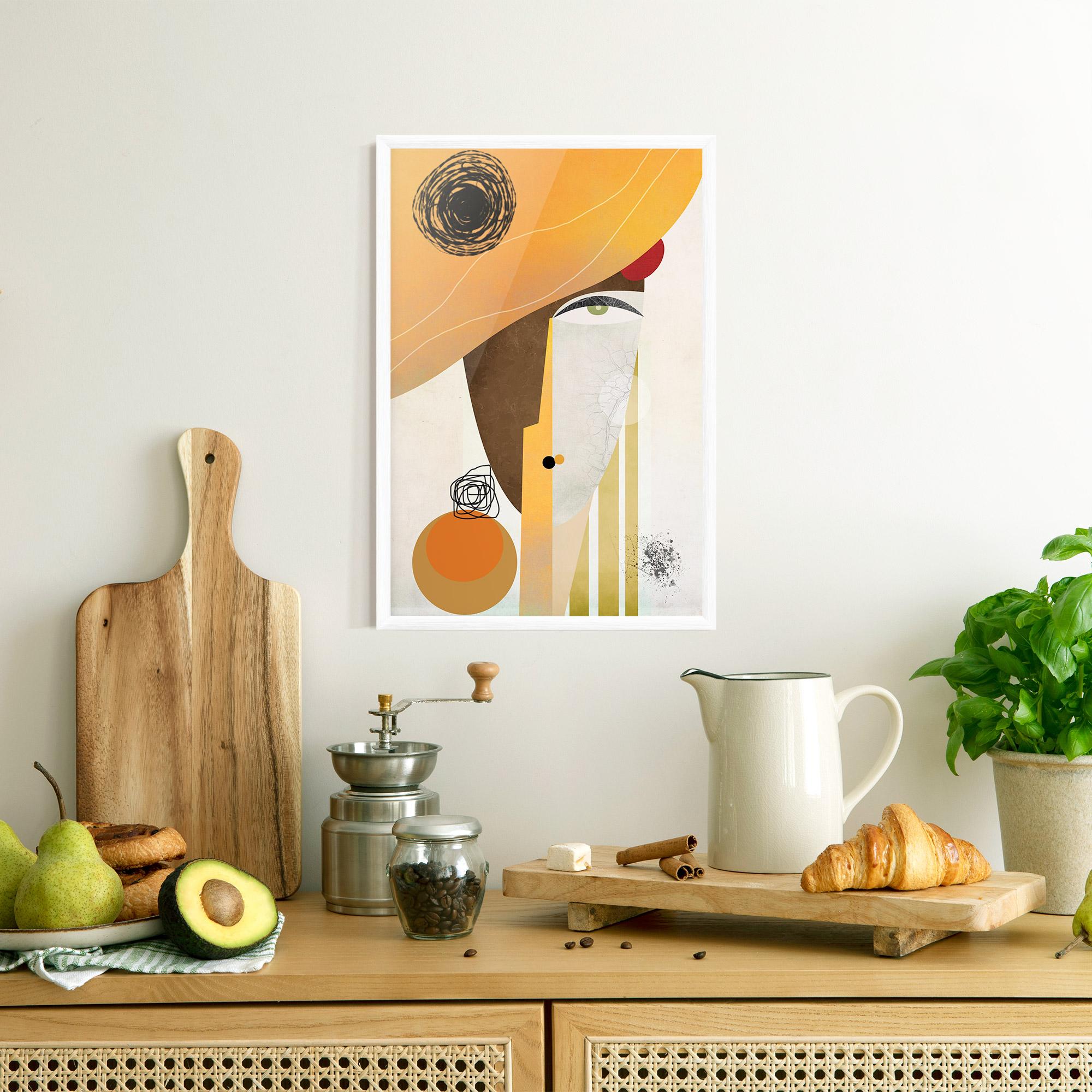 Keretezett Poszter Abstract Orange Face mockup 8