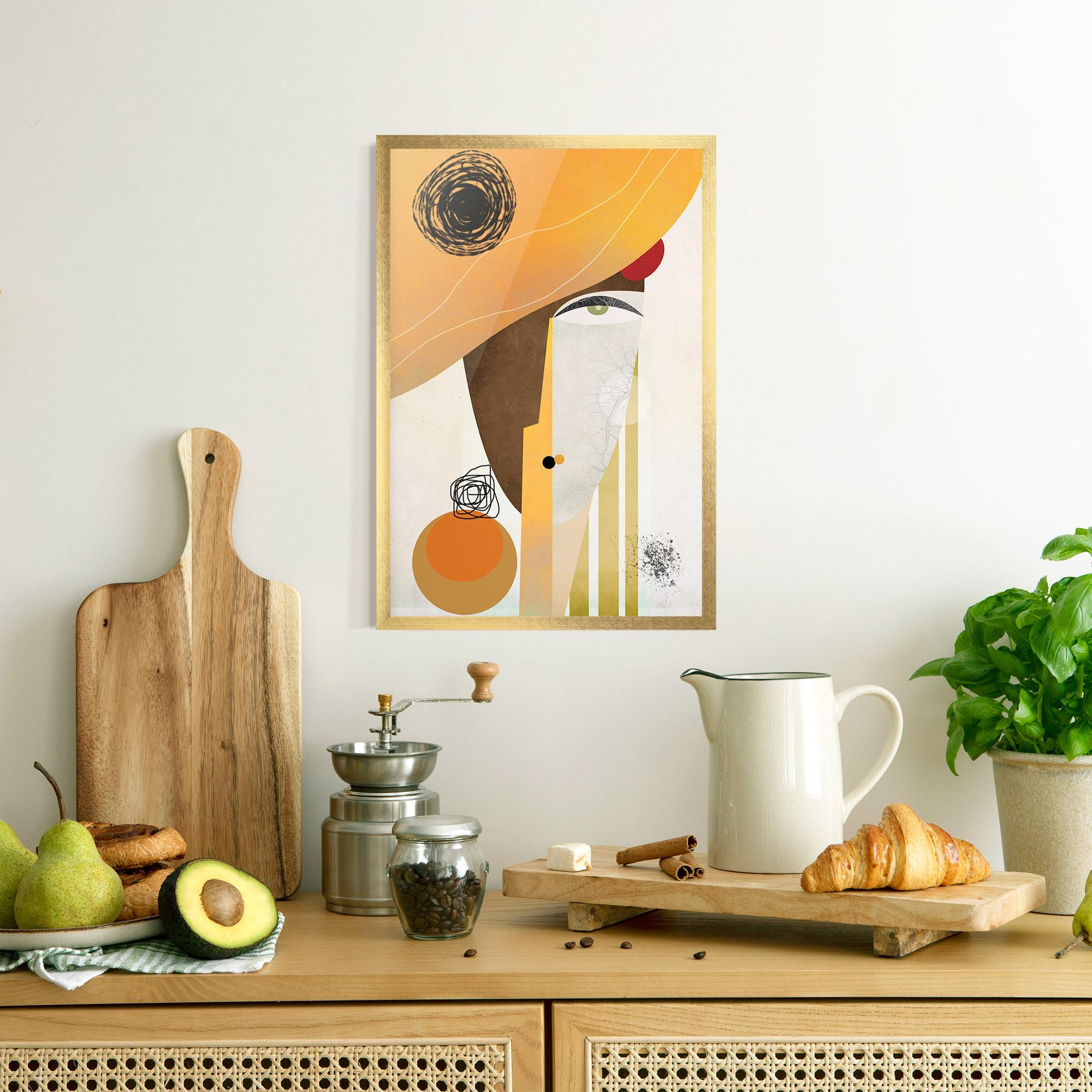 Keretezett Poszter Abstract Orange Face mockup 8