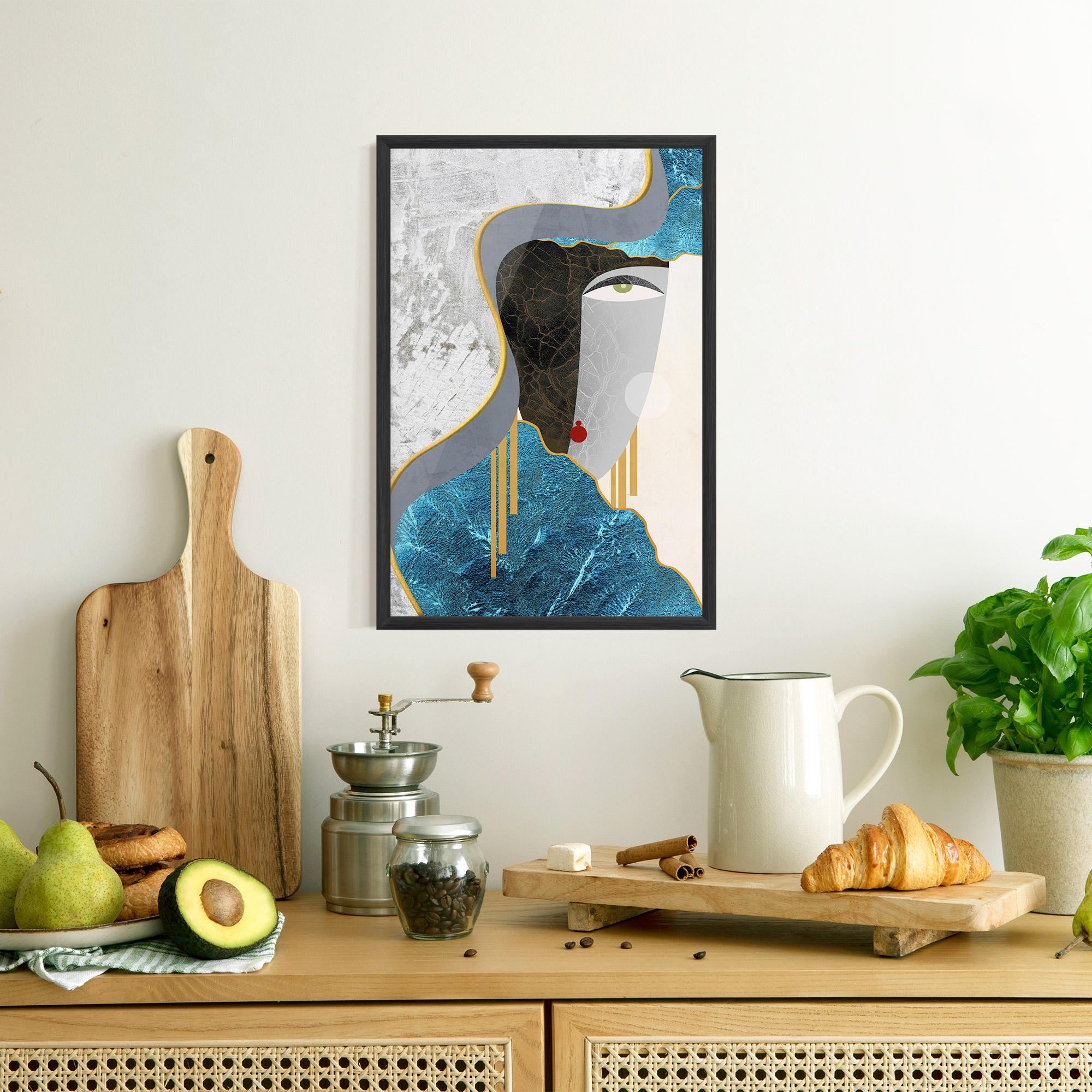 Keretezett Poszter Abstract Blue Face mockup 8