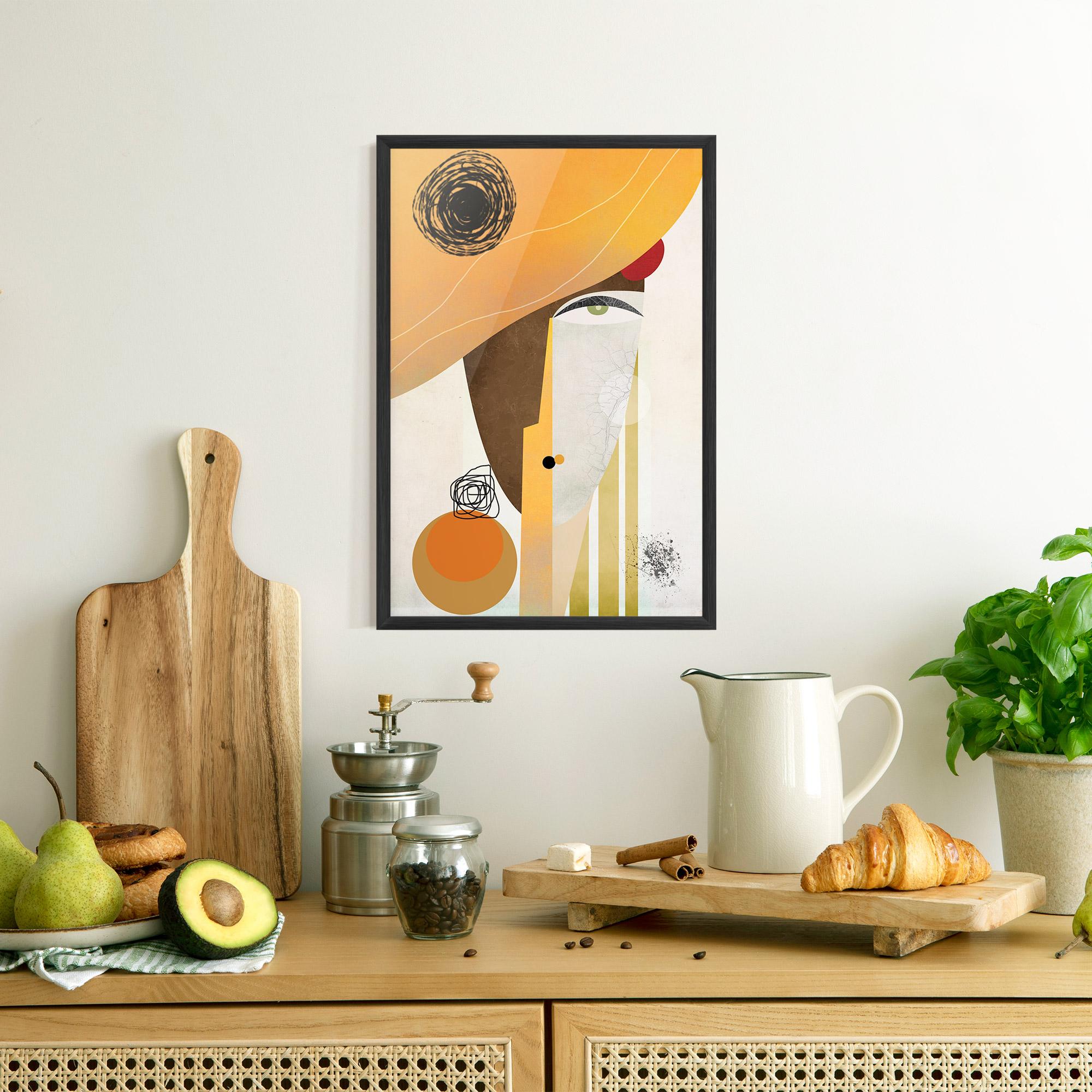 Keretezett Poszter Abstract Orange Face mockup 8