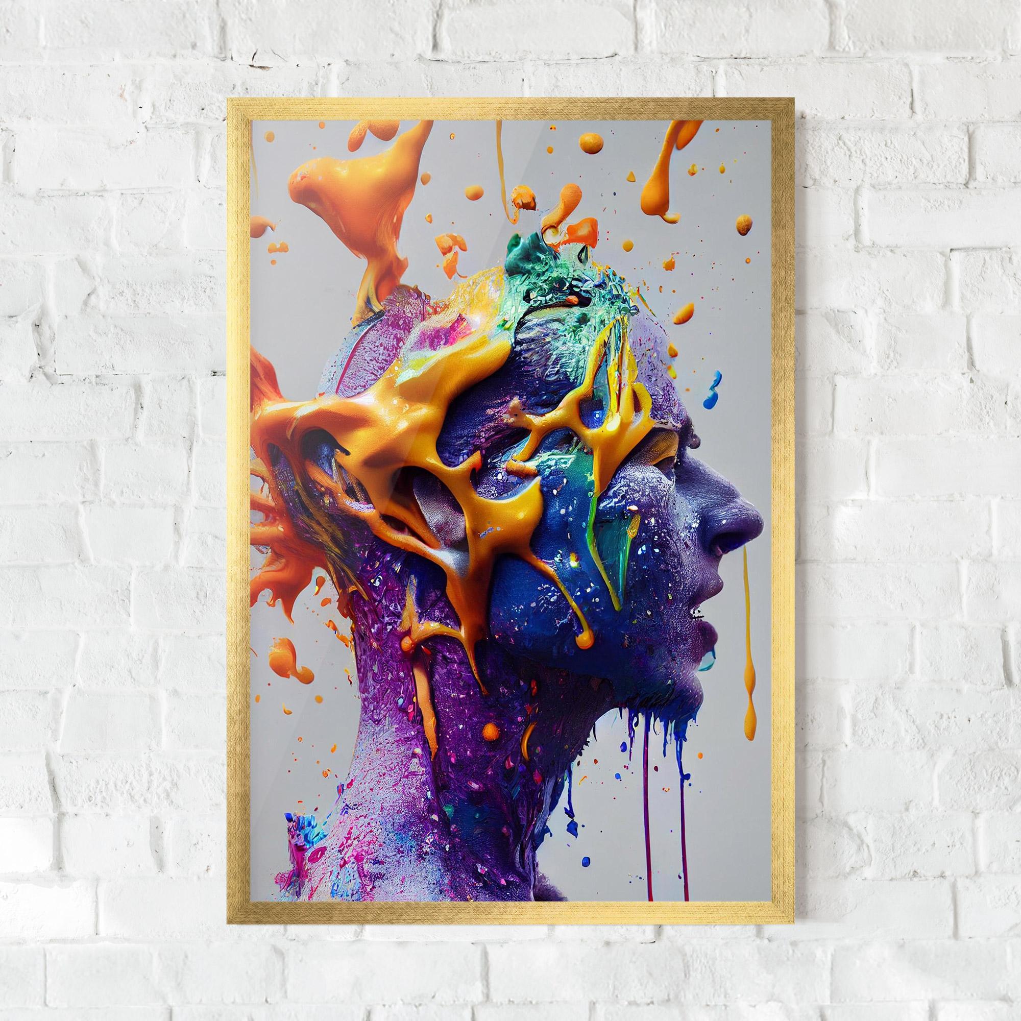Keretezett Poszter Abstract Purple Face mockup 0