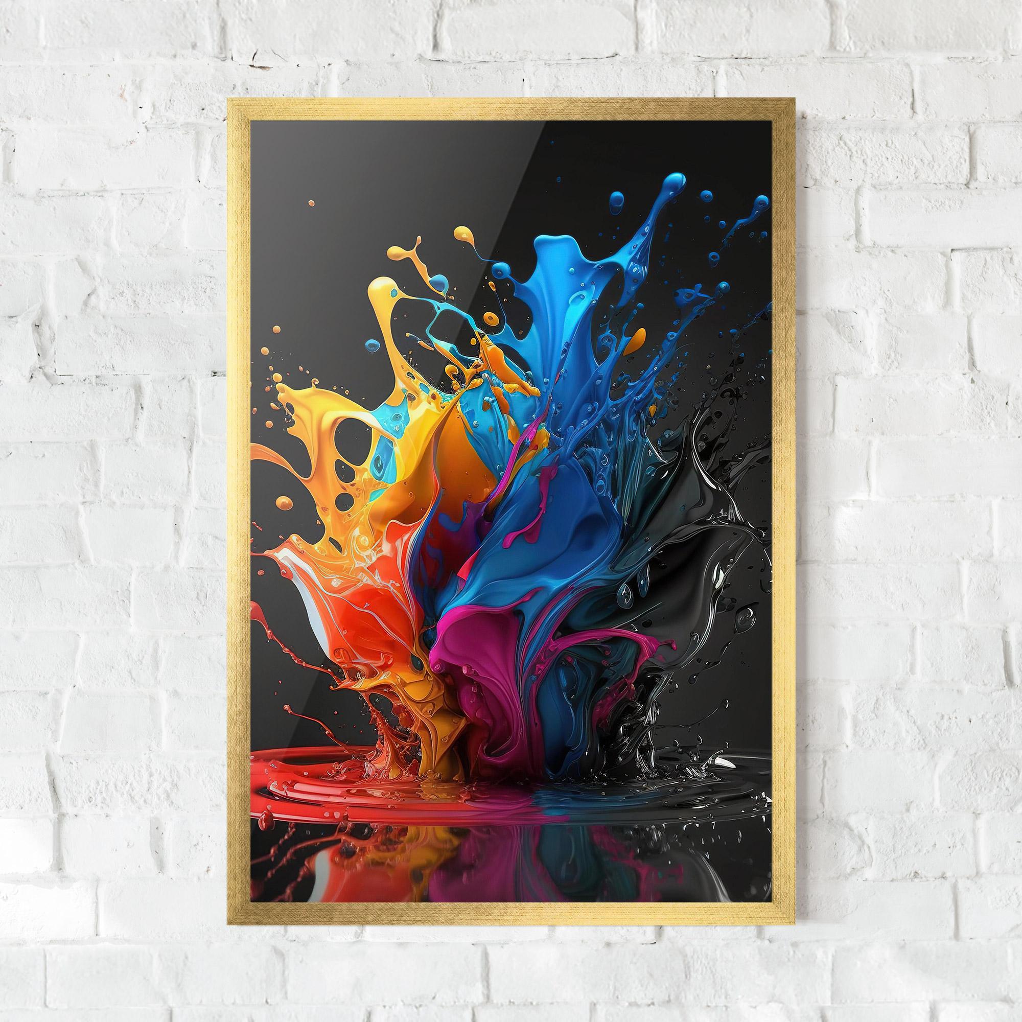 Keretezett Poszter Black Blue Splash mockup 0