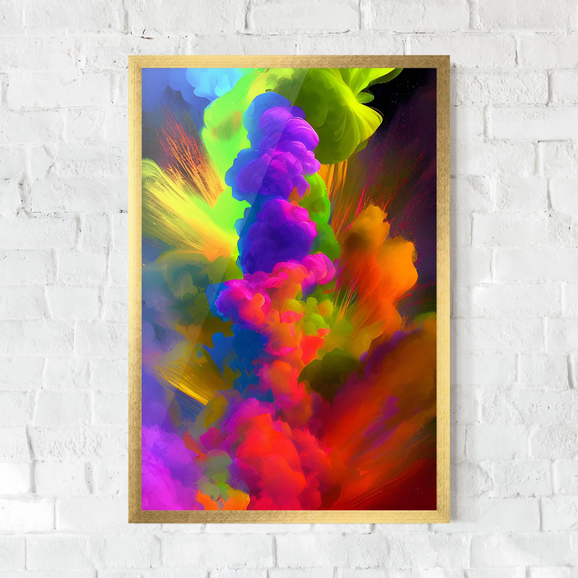 Keretezett Poszter Blurred Colorful Smoke mockup 0