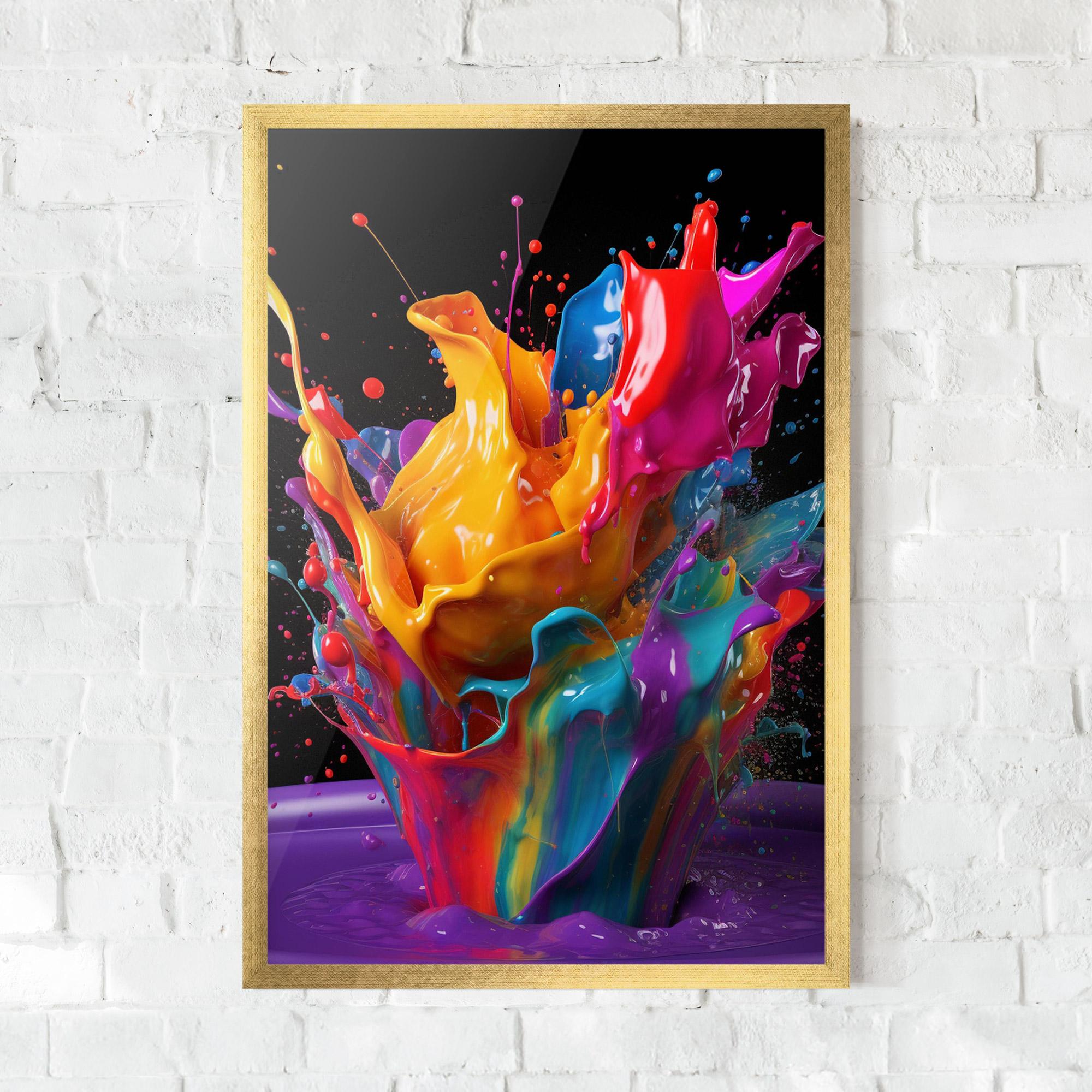 Keretezett Poszter Brightly Color Splashing mockup 0