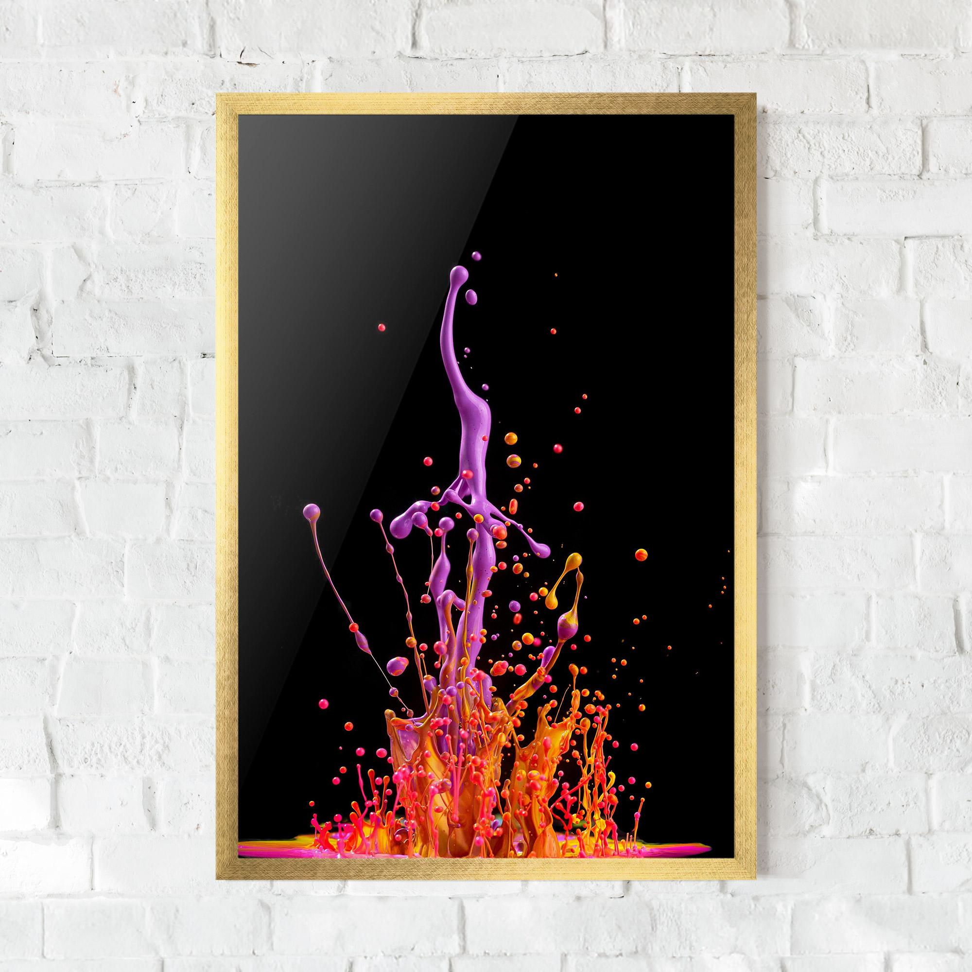 Keretezett Poszter Dancing Colored Paint mockup 0
