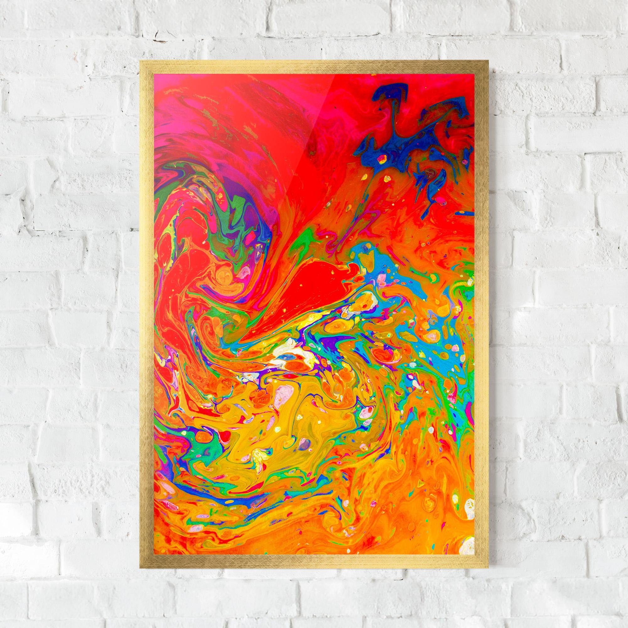 Keretezett Poszter Marbling Orange Art mockup 0