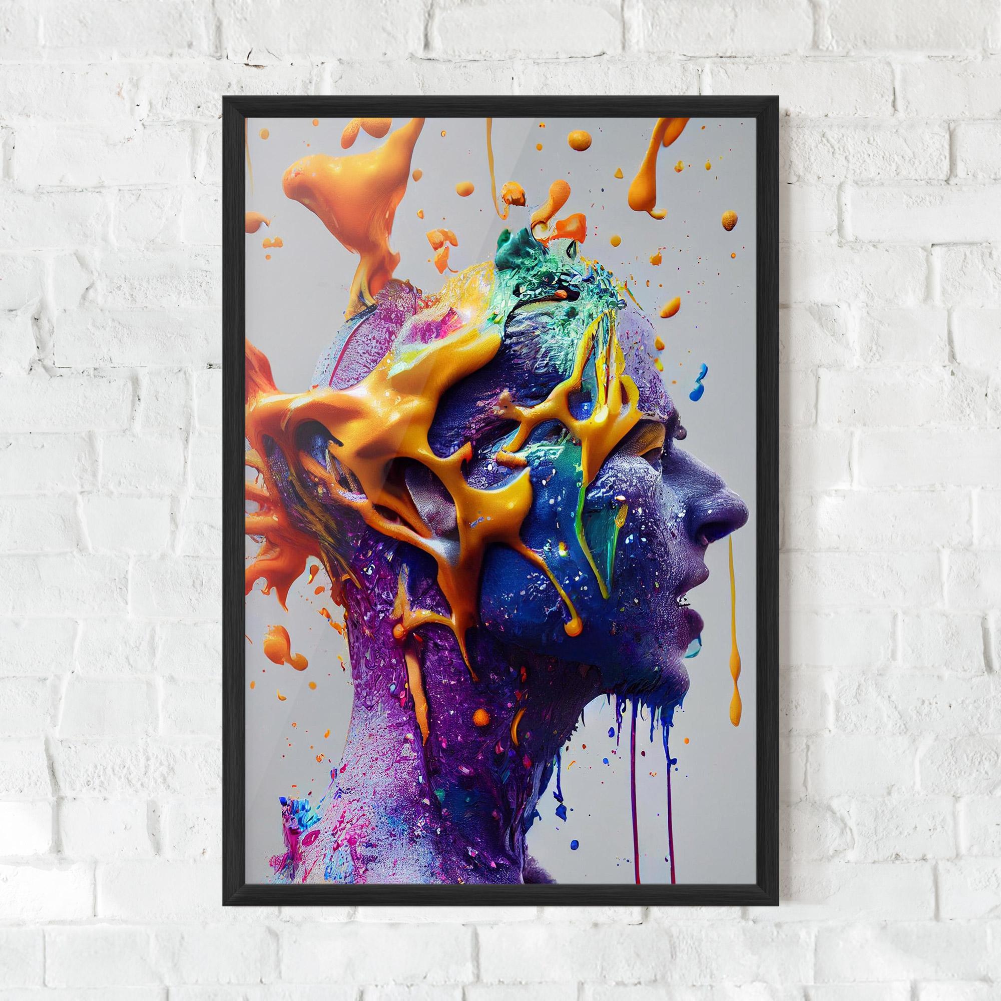 Keretezett Poszter Abstract Purple Face mockup 0