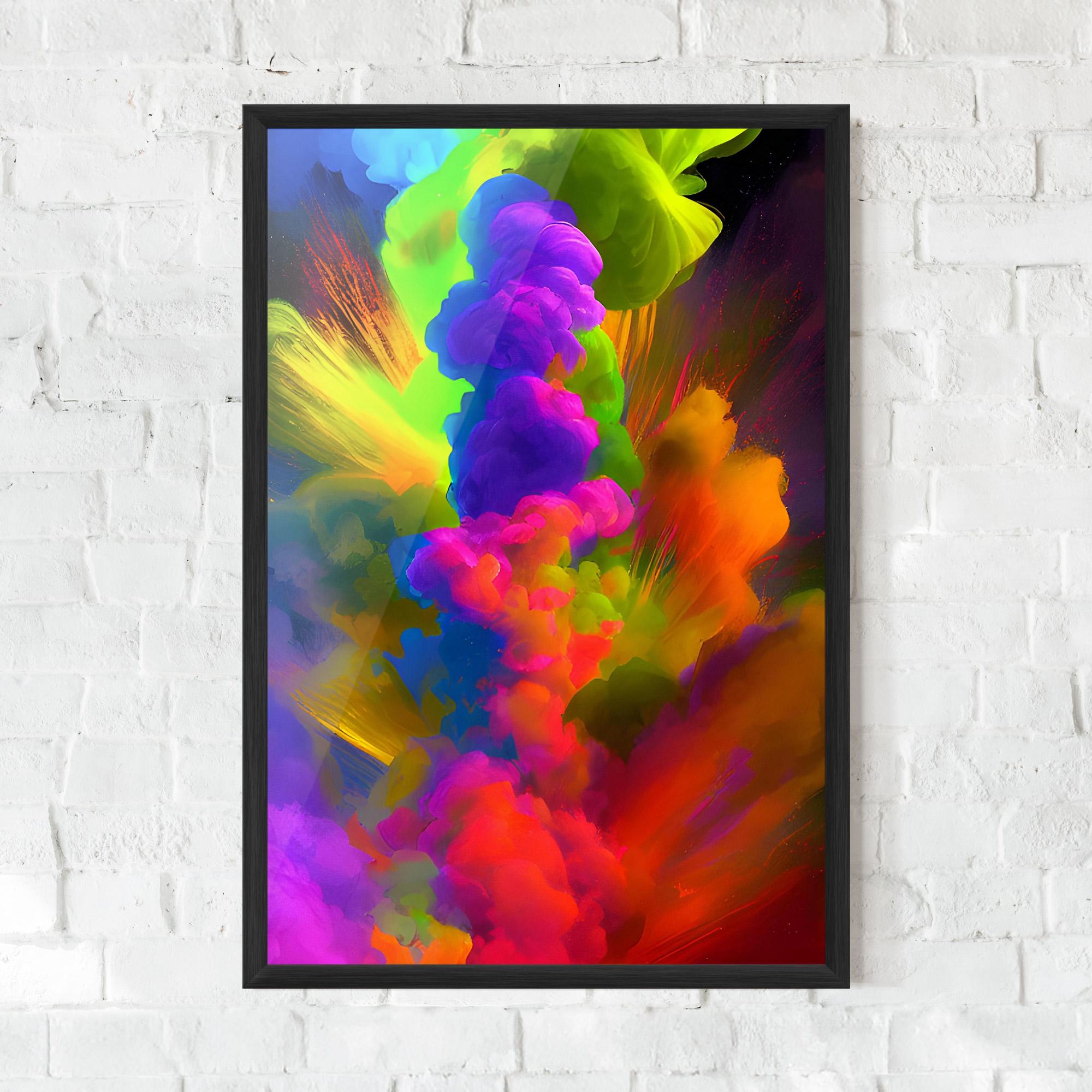 Keretezett Poszter Blurred Colorful Smoke mockup 0