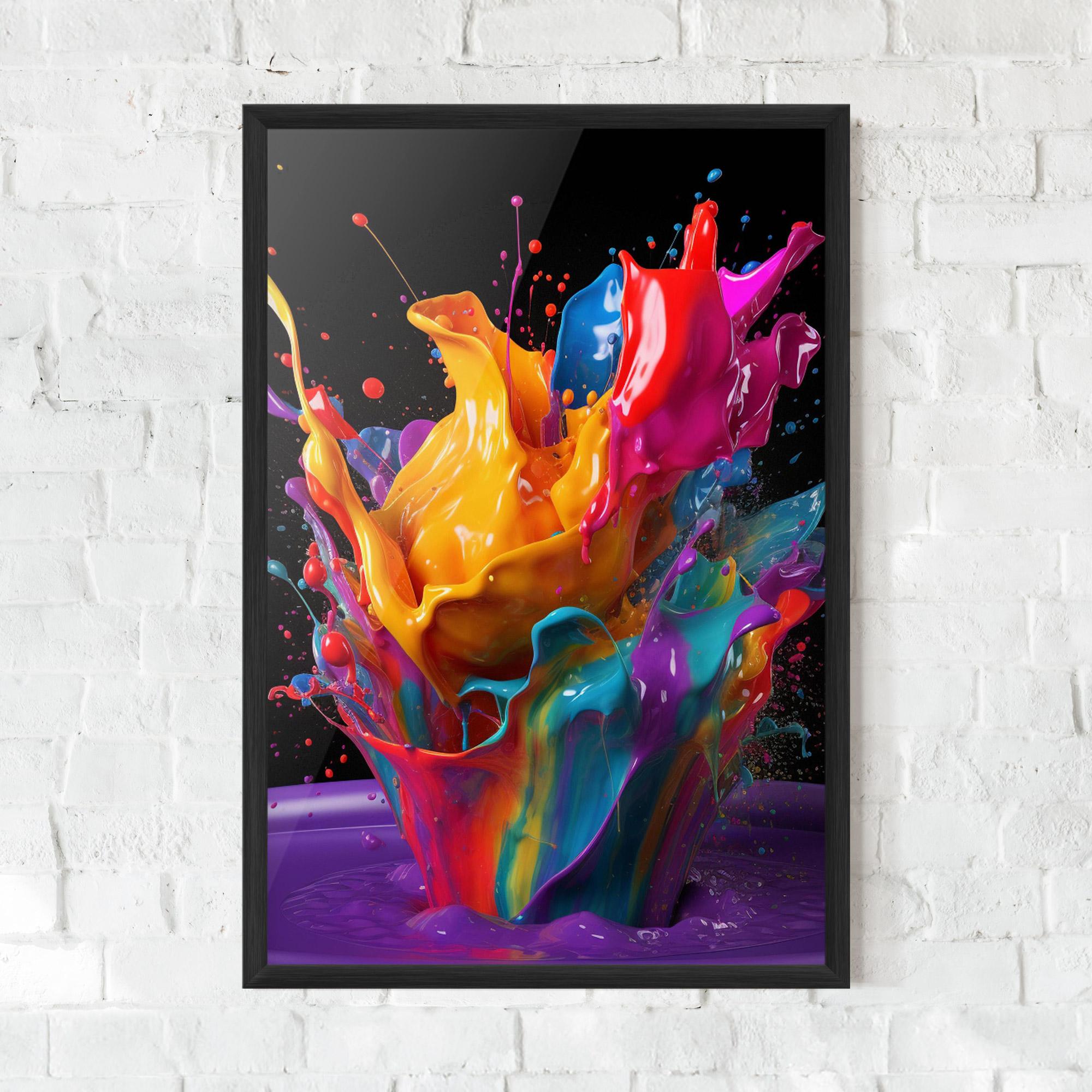 Keretezett Poszter Brightly Color Splashing mockup 0