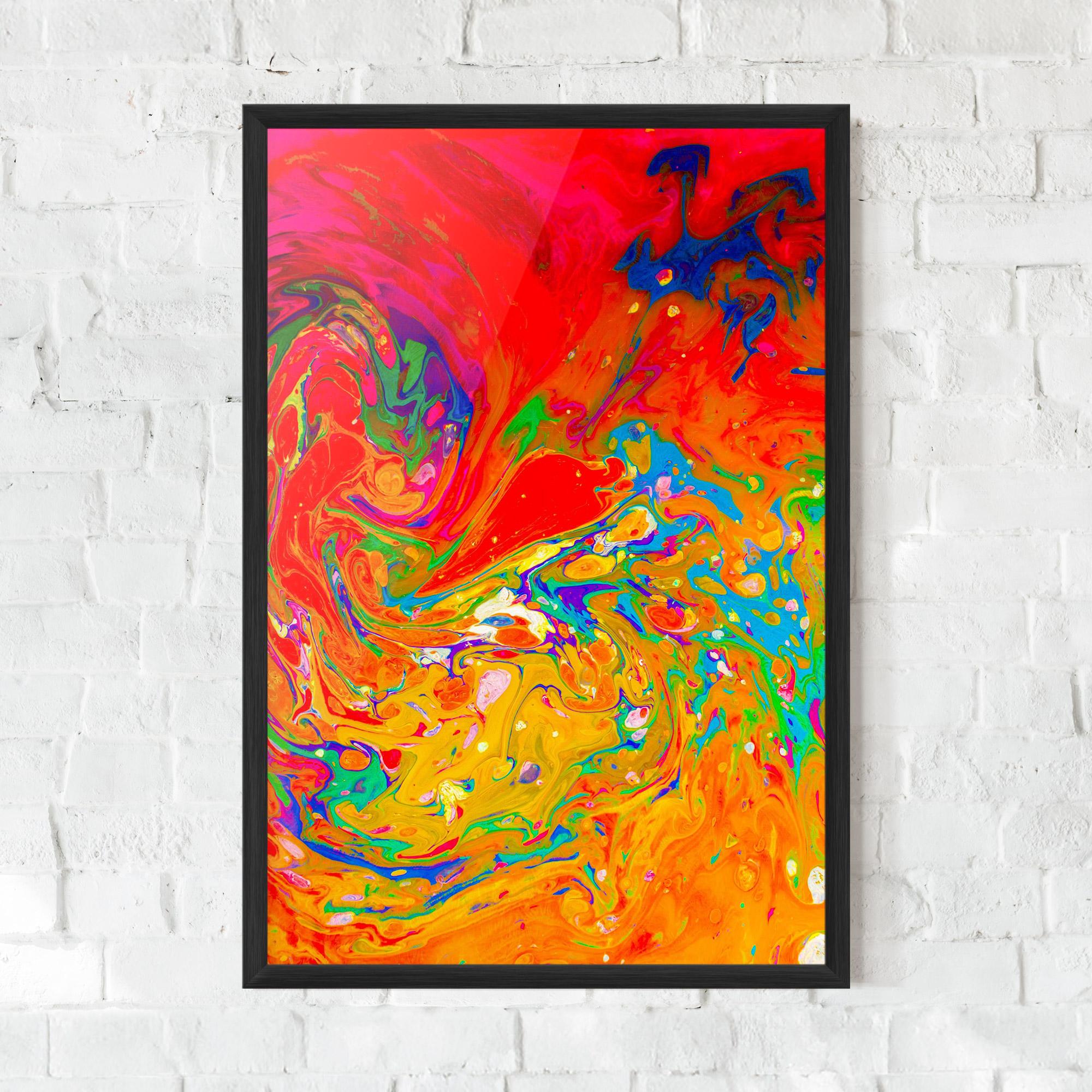 Keretezett Poszter Marbling Orange Art mockup 0