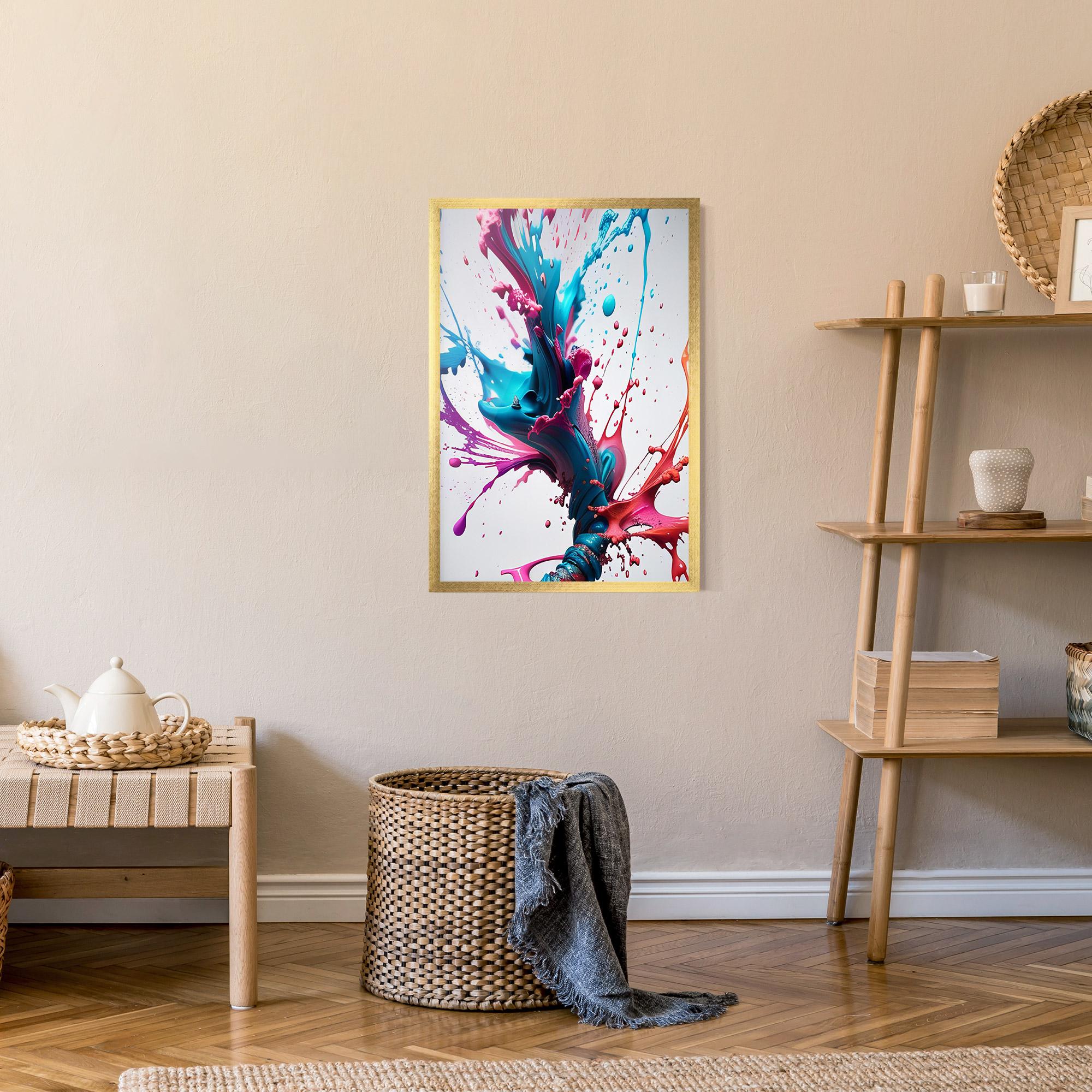 Keretezett Poszter Blue Pink Splash mockup 9