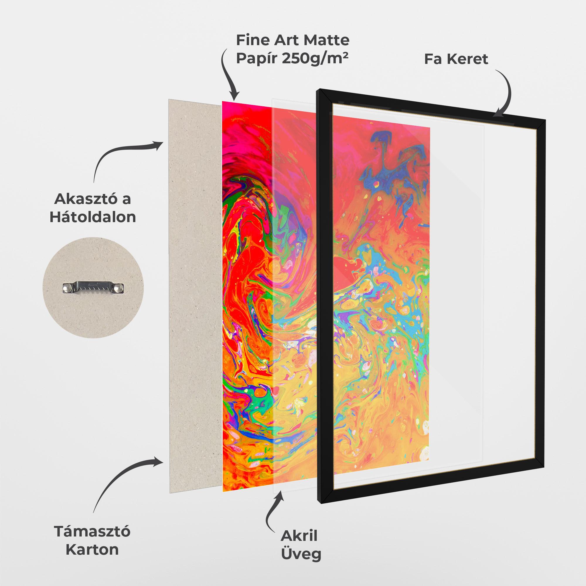 Keretezett Poszter Marbling Orange Art mockup 1