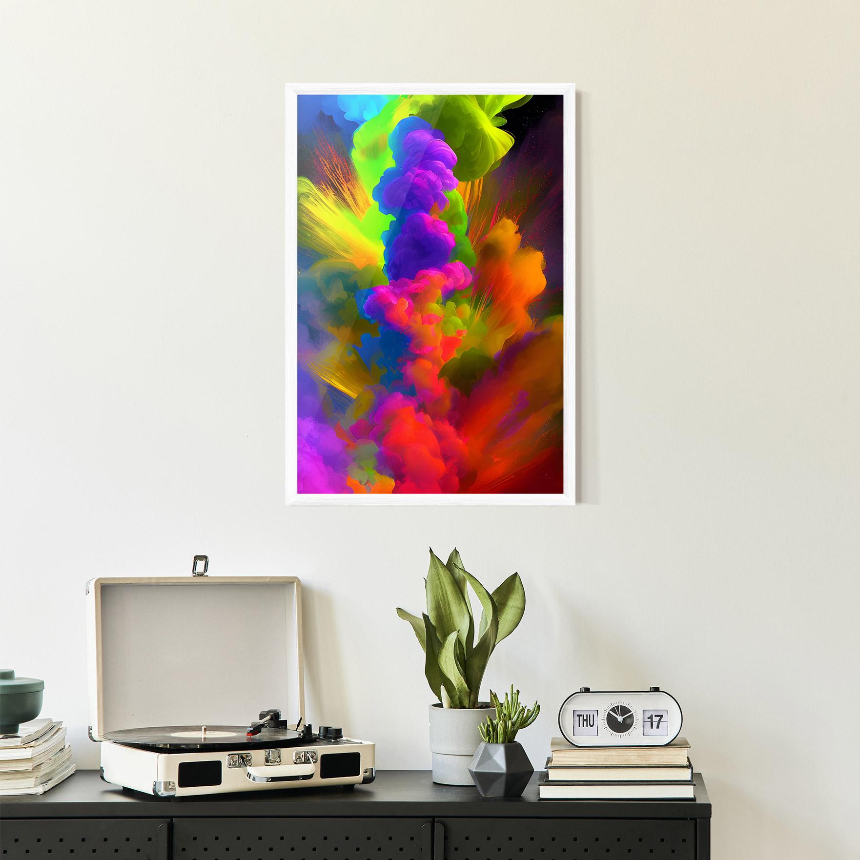 Keretezett Poszter Blurred Colorful Smoke mockup 2
