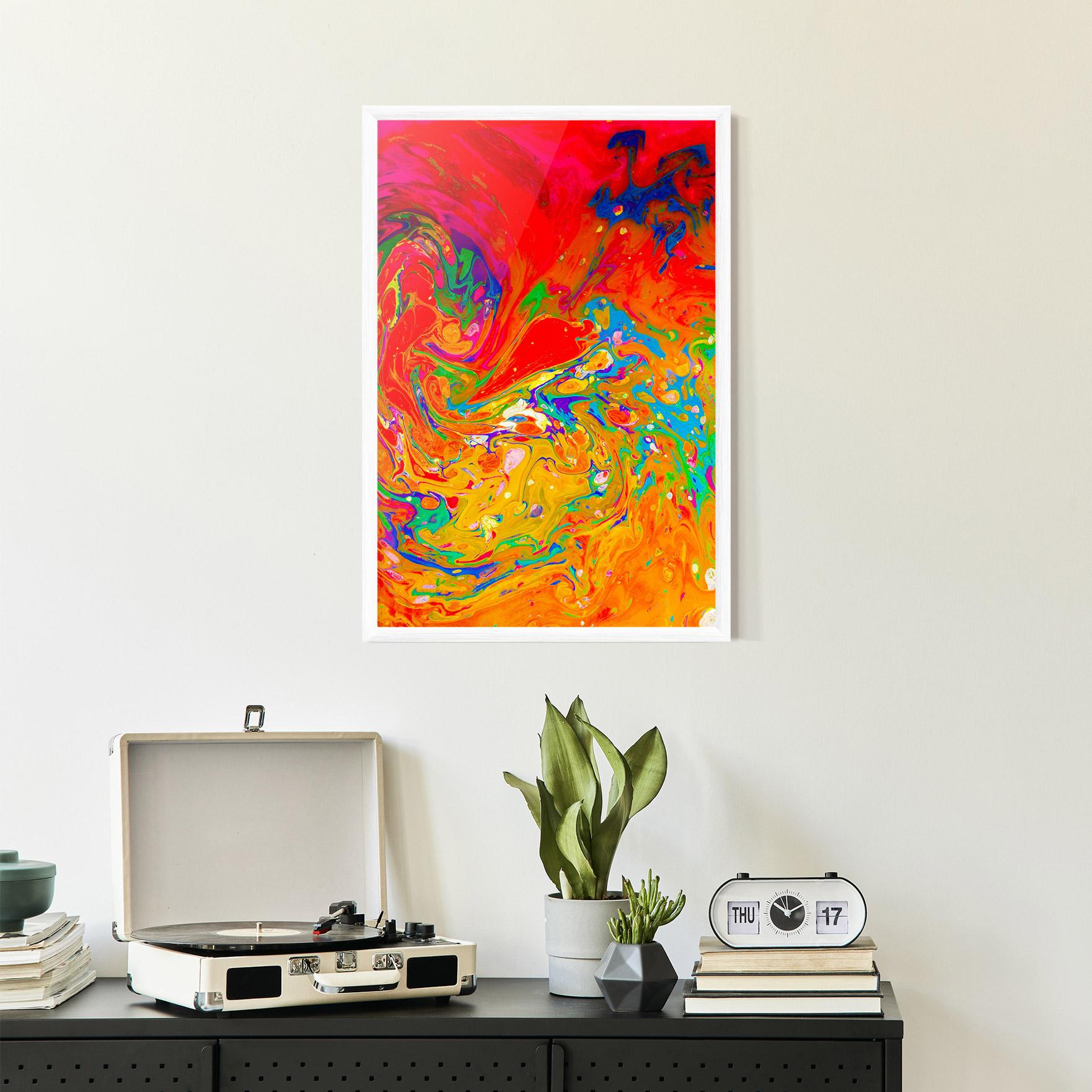 Keretezett Poszter Marbling Orange Art mockup 2
