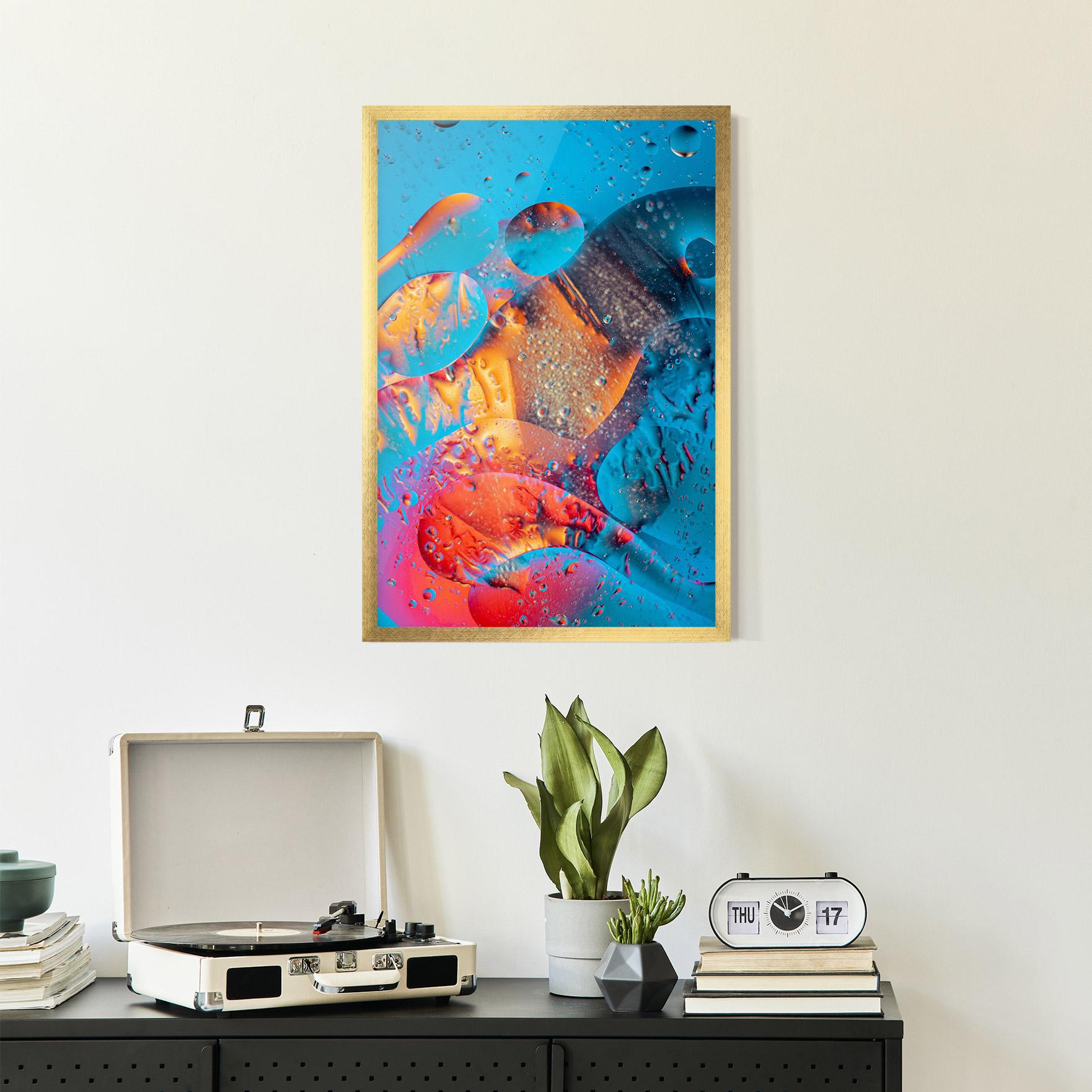 Keretezett Poszter Blue Orange Drops mockup 2