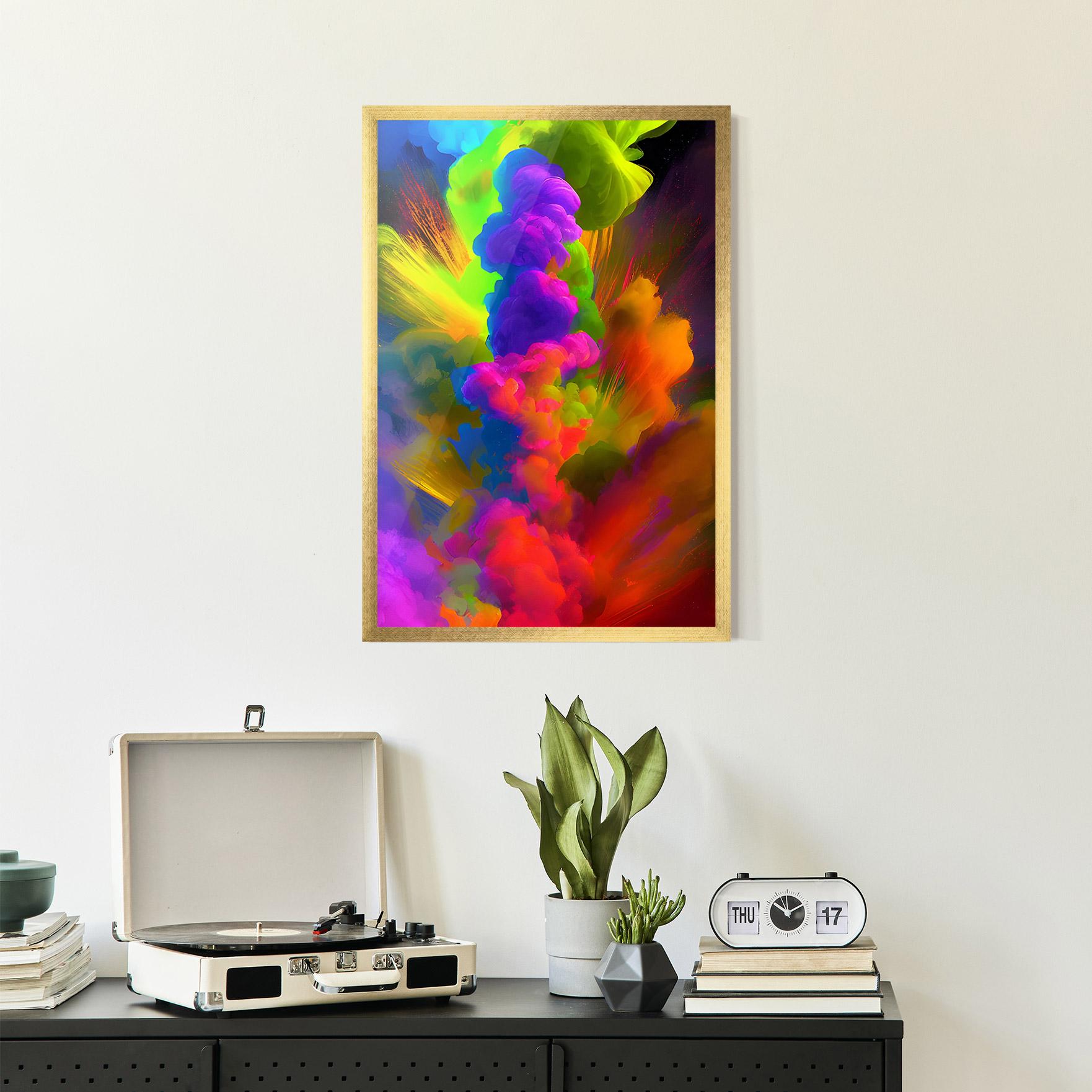 Keretezett Poszter Blurred Colorful Smoke mockup 2