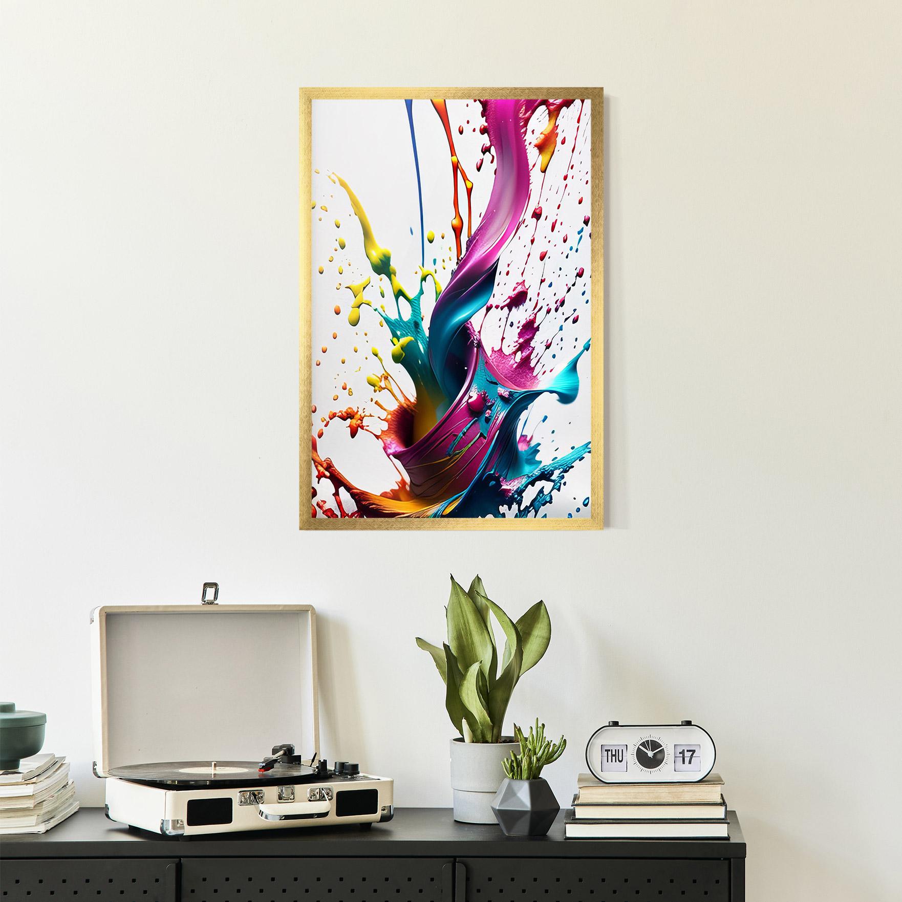 Keretezett Poszter Purple Blue Splash mockup 2