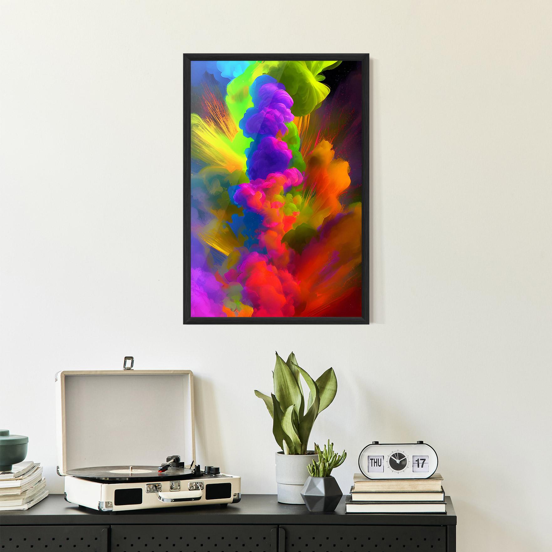 Keretezett Poszter Blurred Colorful Smoke mockup 2