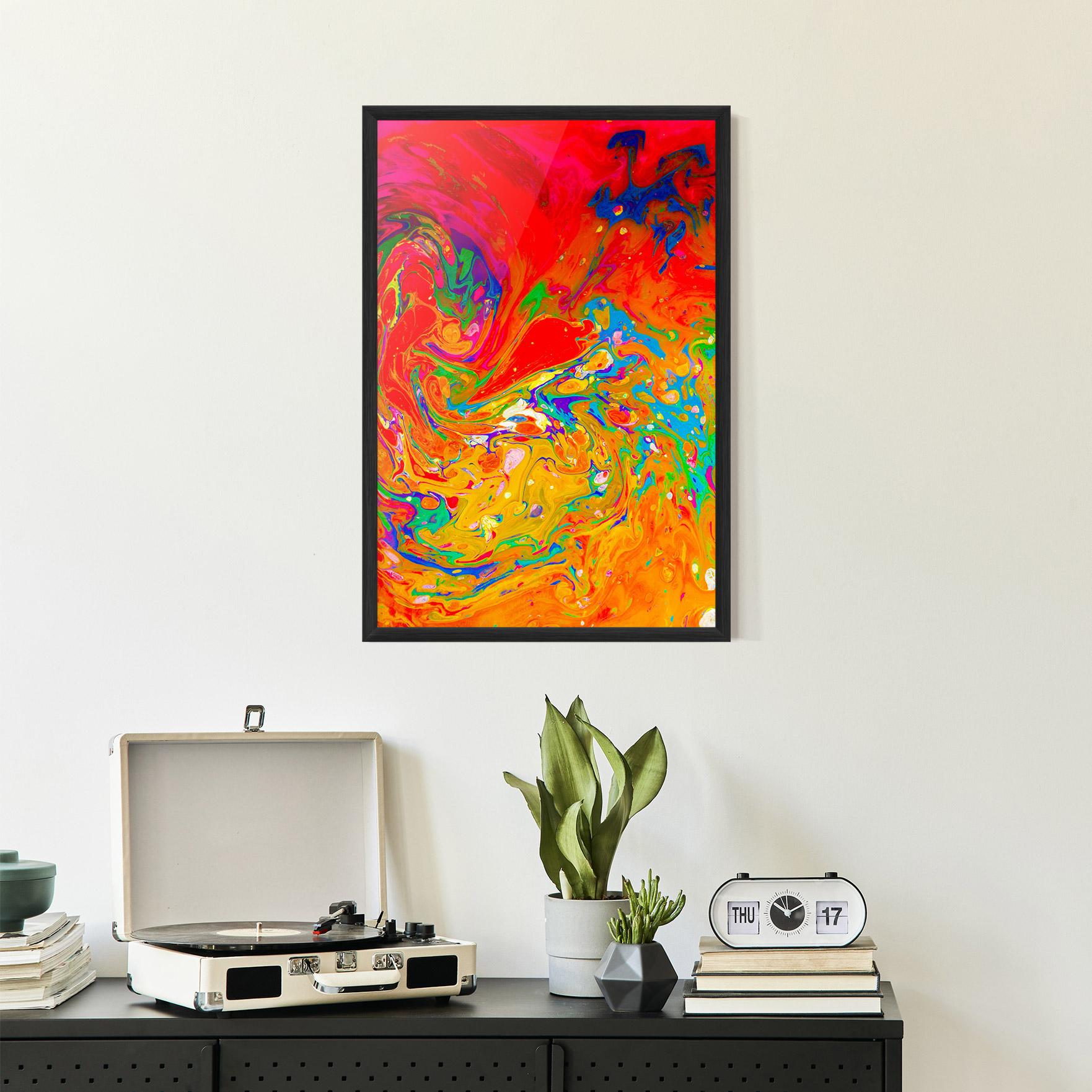 Keretezett Poszter Marbling Orange Art mockup 2