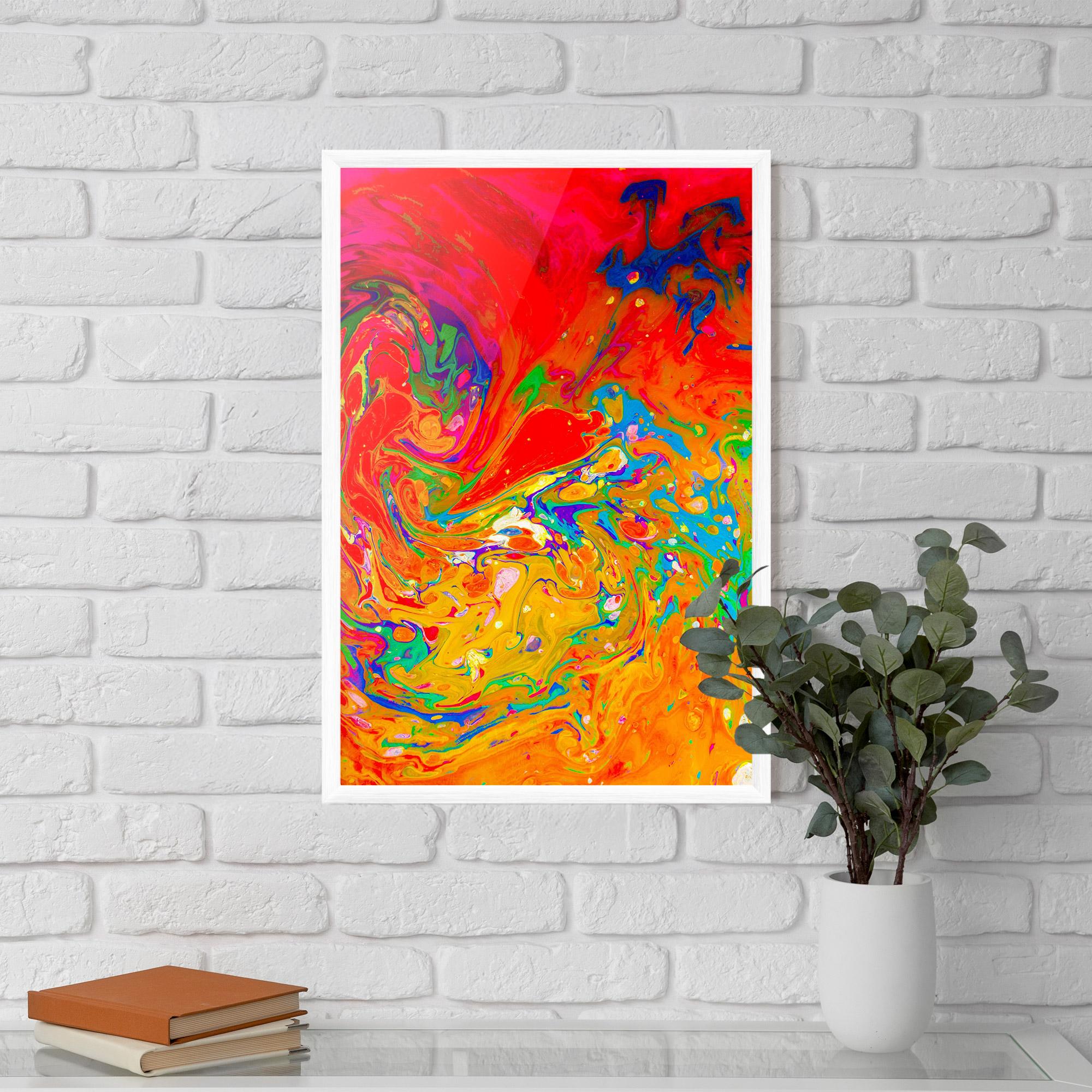 Keretezett Poszter Marbling Orange Art mockup 5