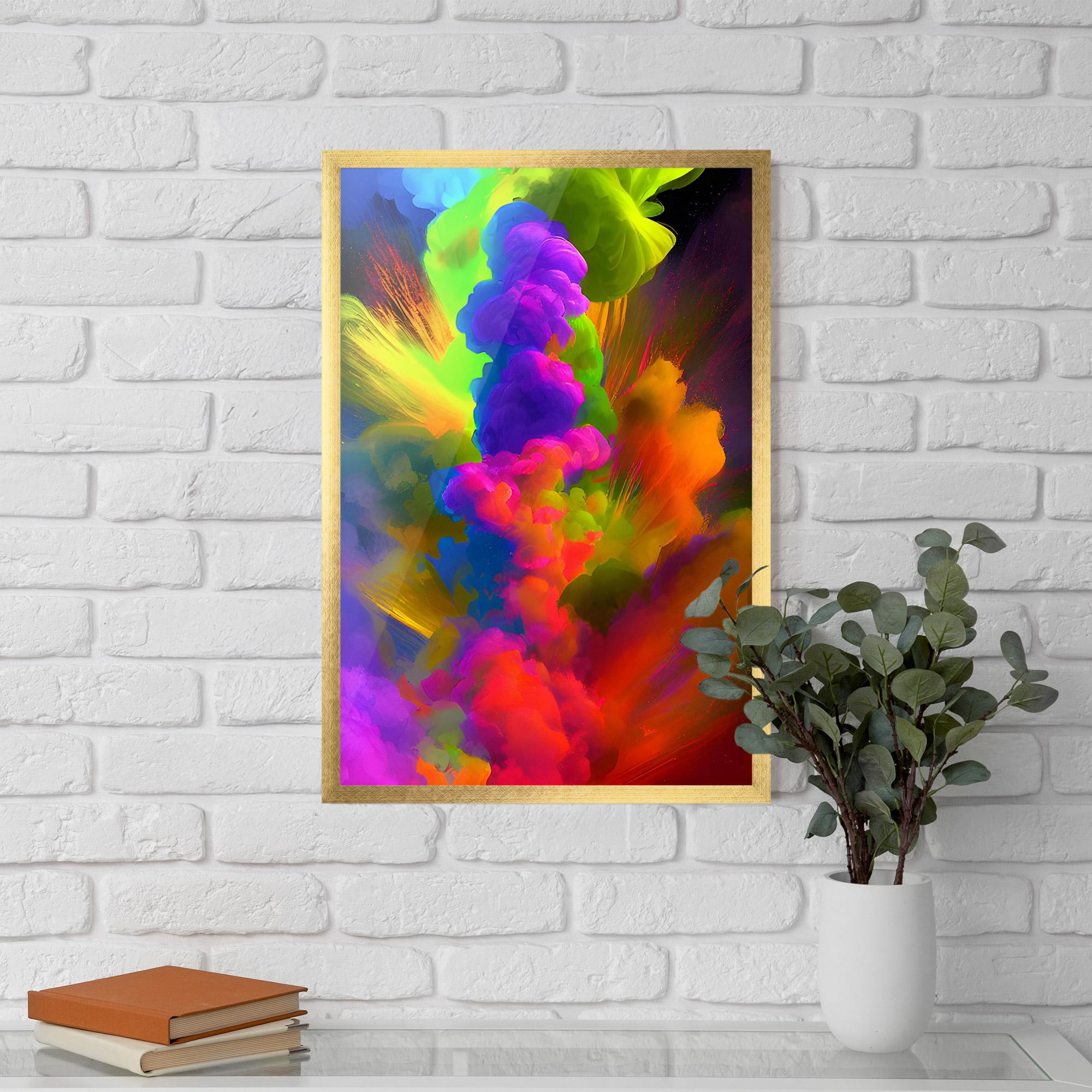 Keretezett Poszter Blurred Colorful Smoke mockup 5