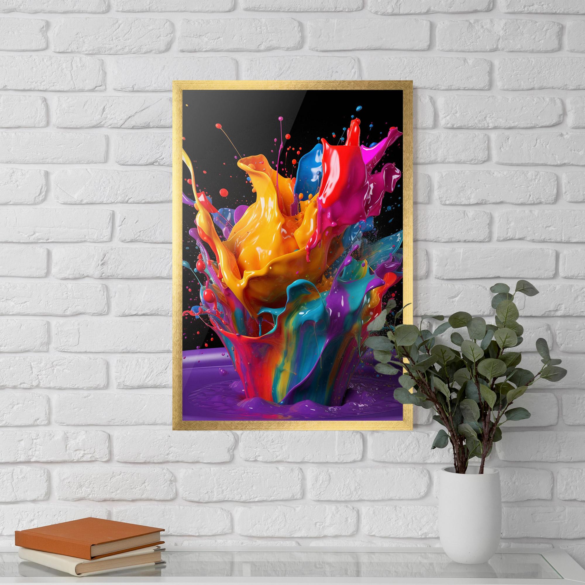 Keretezett Poszter Brightly Color Splashing mockup 5