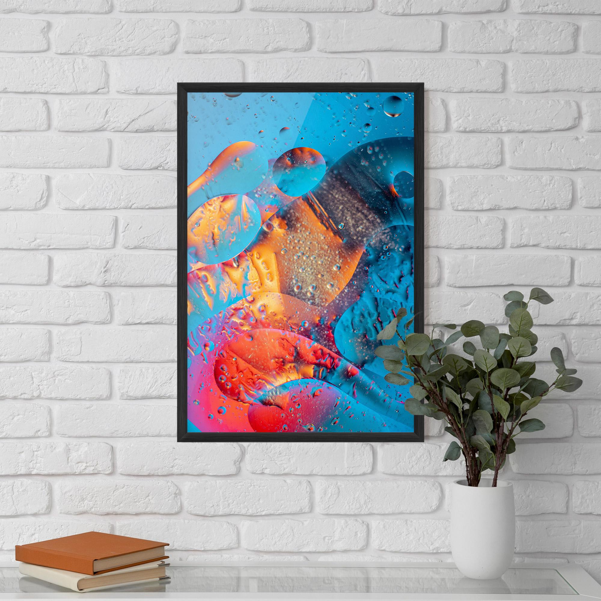 Keretezett Poszter Blue Orange Drops mockup 5