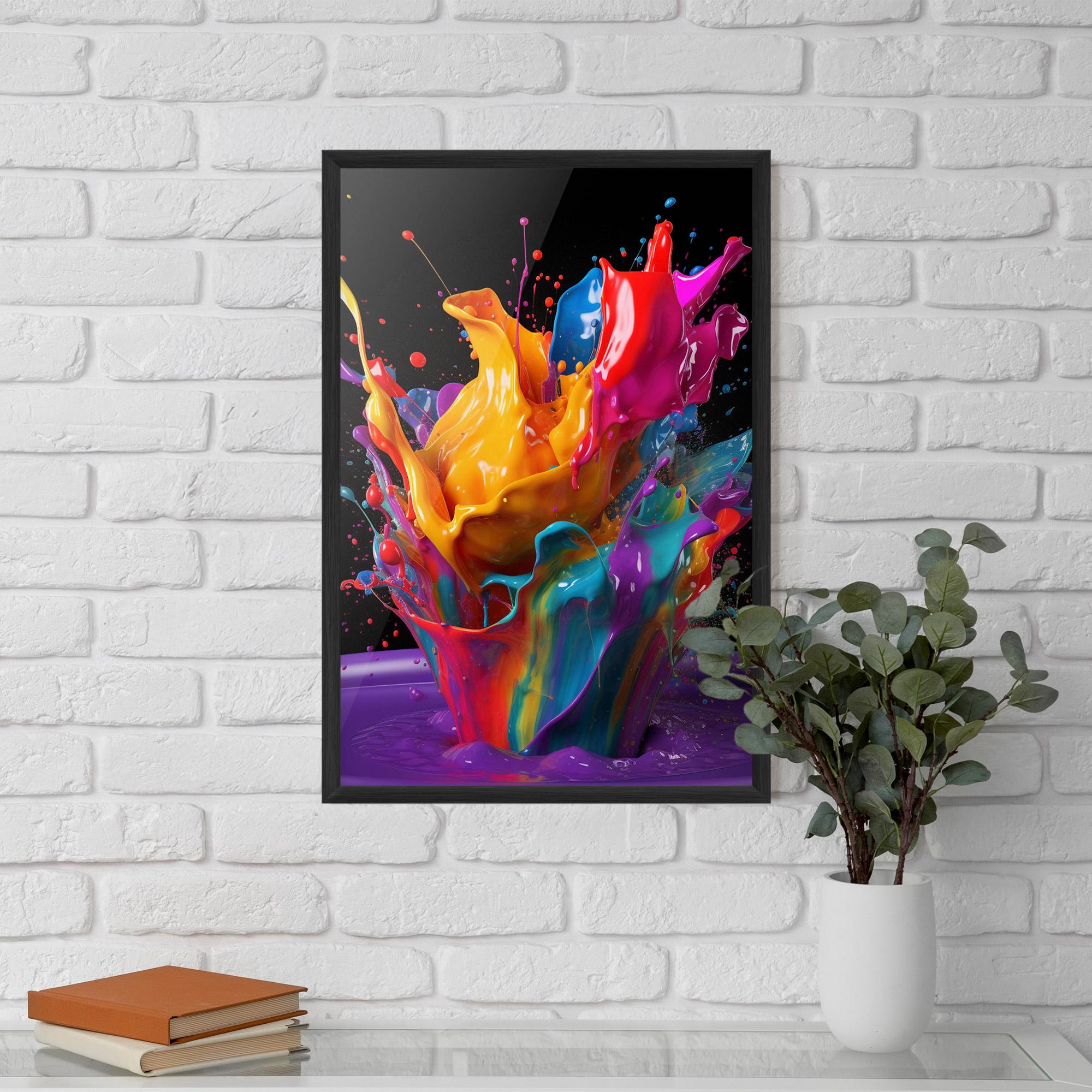 Keretezett Poszter Brightly Color Splashing mockup 5