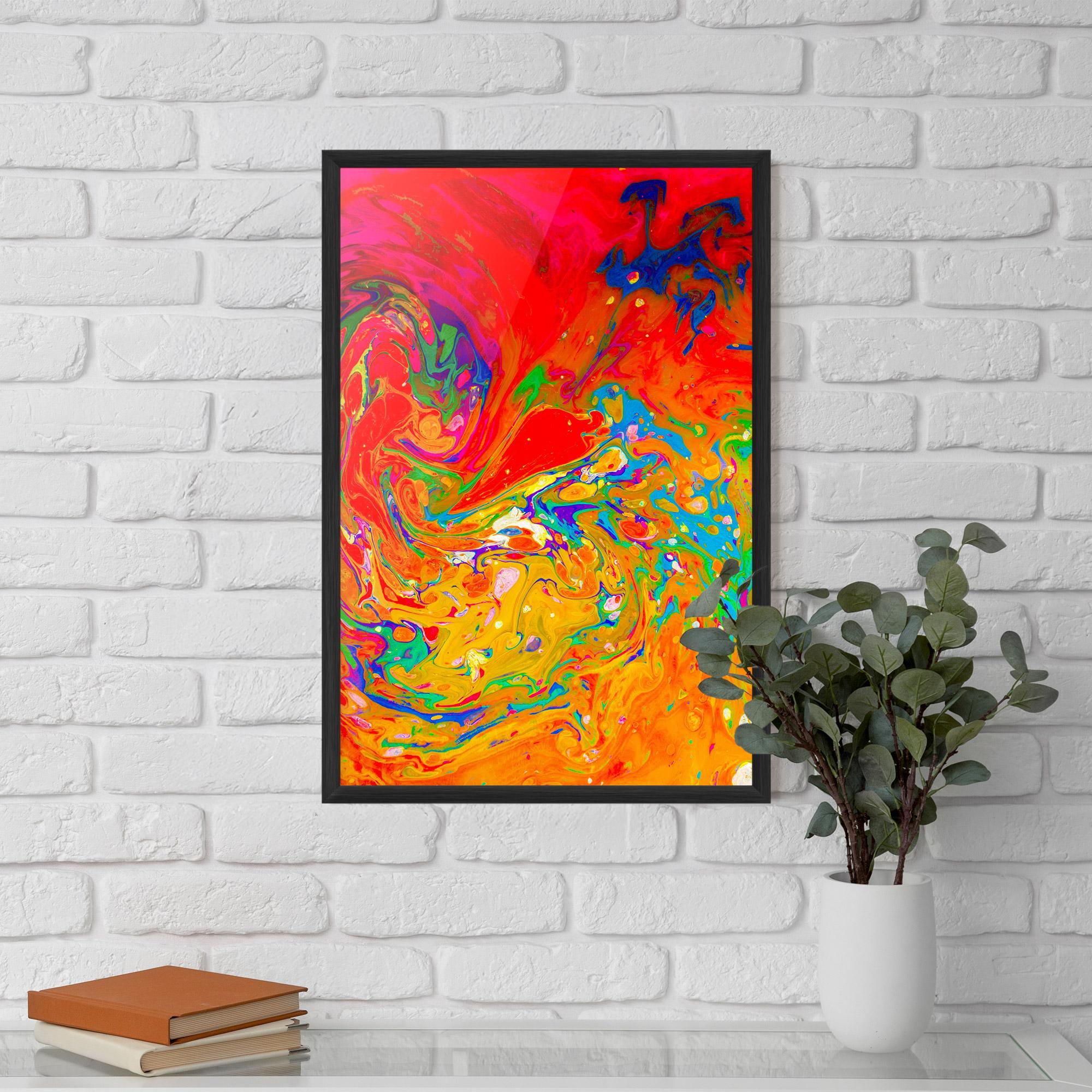 Keretezett Poszter Marbling Orange Art mockup 5