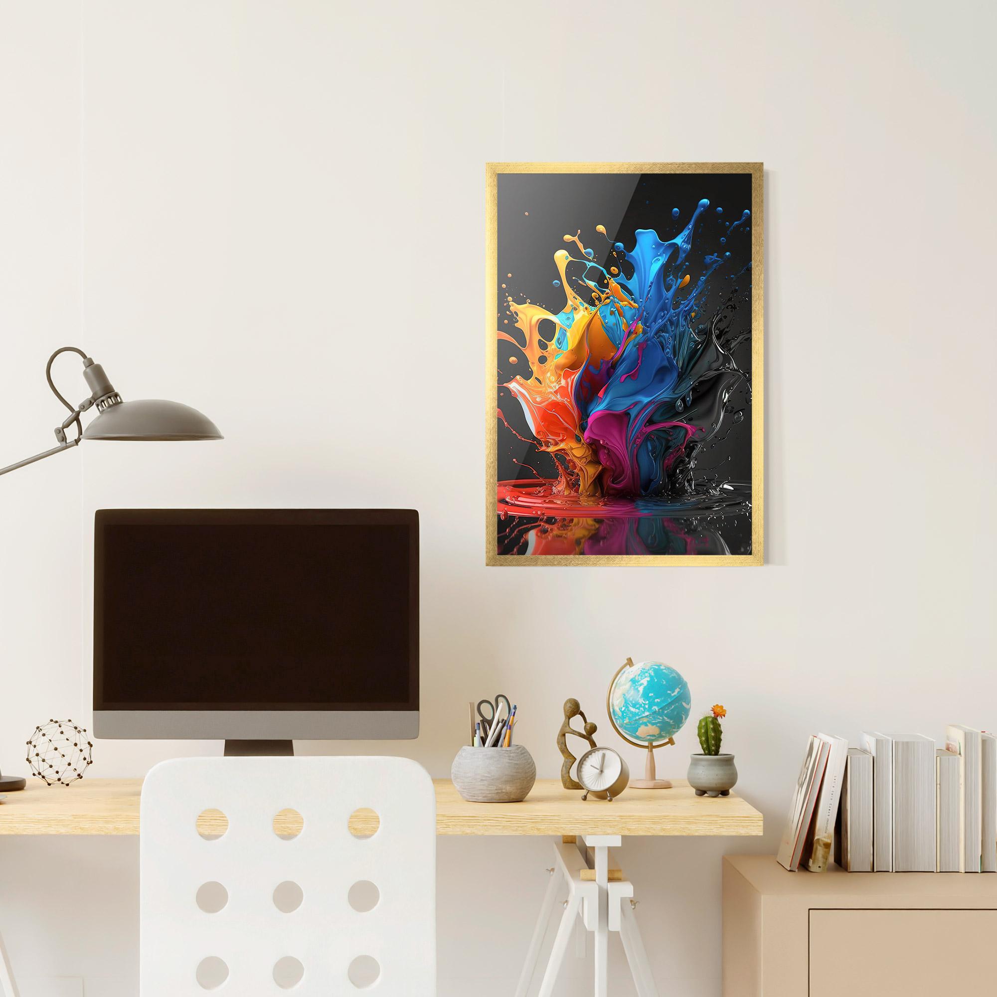 Keretezett Poszter Black Blue Splash mockup 6