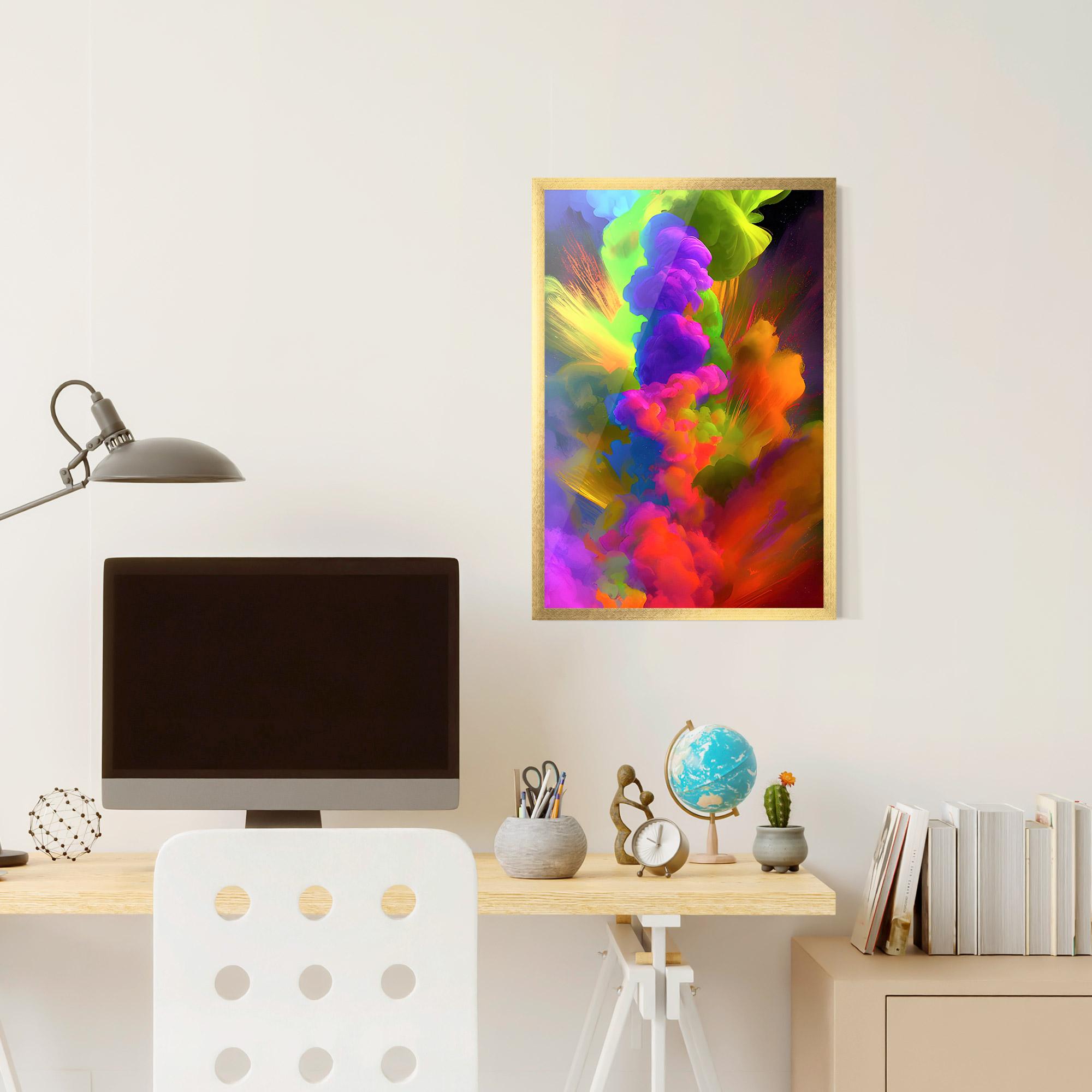 Keretezett Poszter Blurred Colorful Smoke mockup 6
