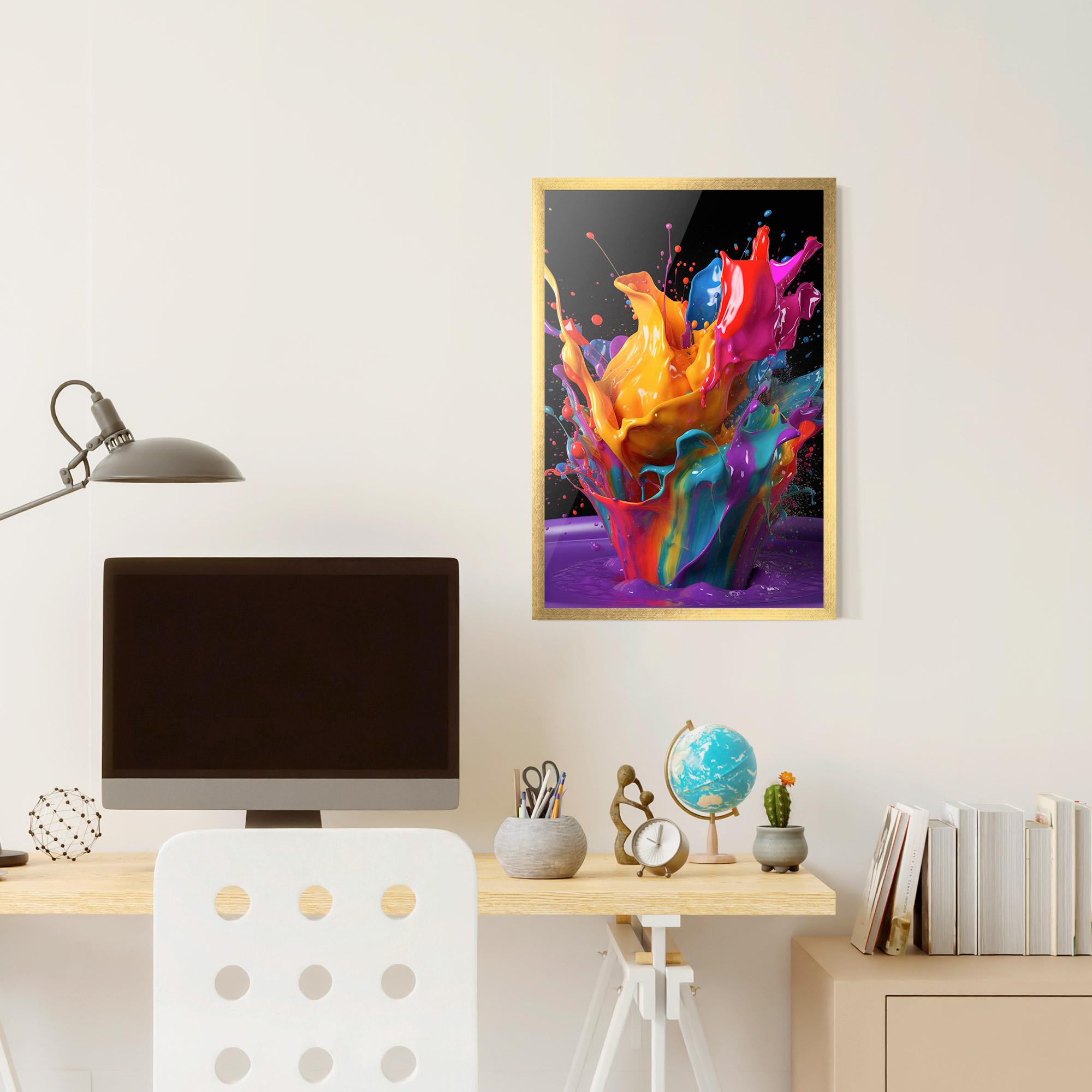 Keretezett Poszter Brightly Color Splashing mockup 6